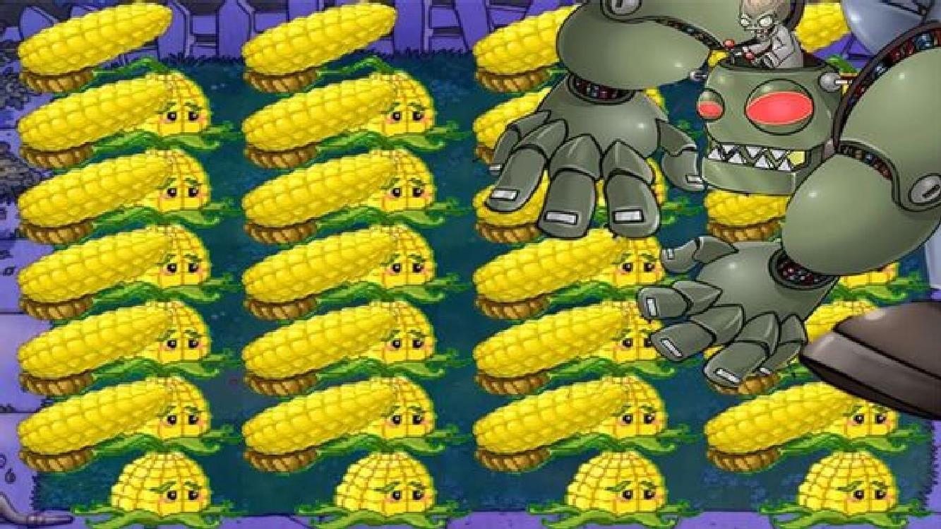 植物大战僵尸e版:三十个玉米迫击炮组成团!无敌,秒杀坦克僵尸