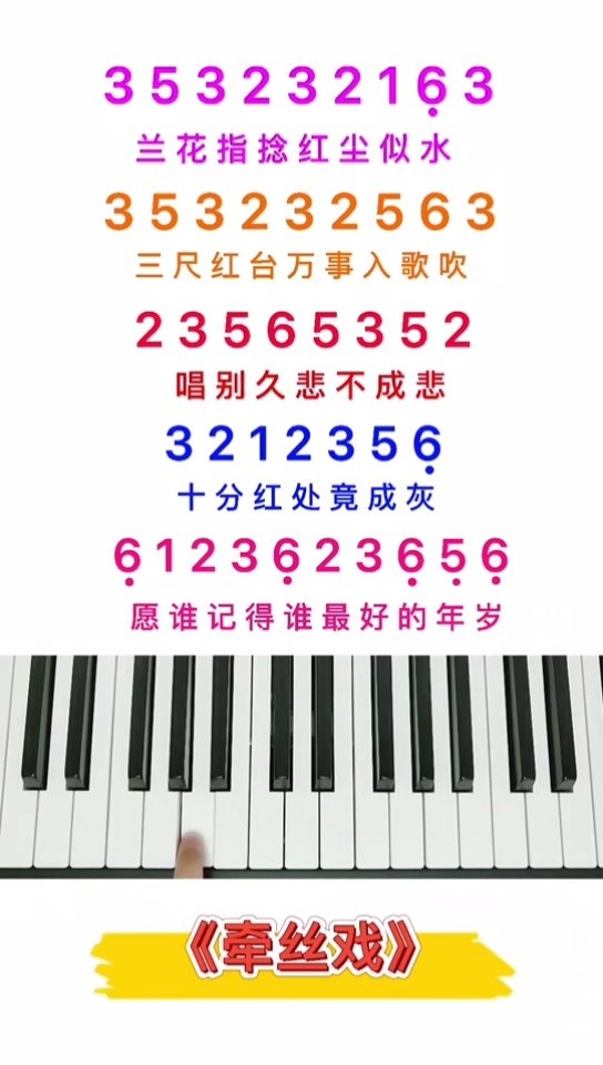 牵丝戏dj #钢琴 #钢琴简谱 #宝藏音乐 兰花指捻红尘似水