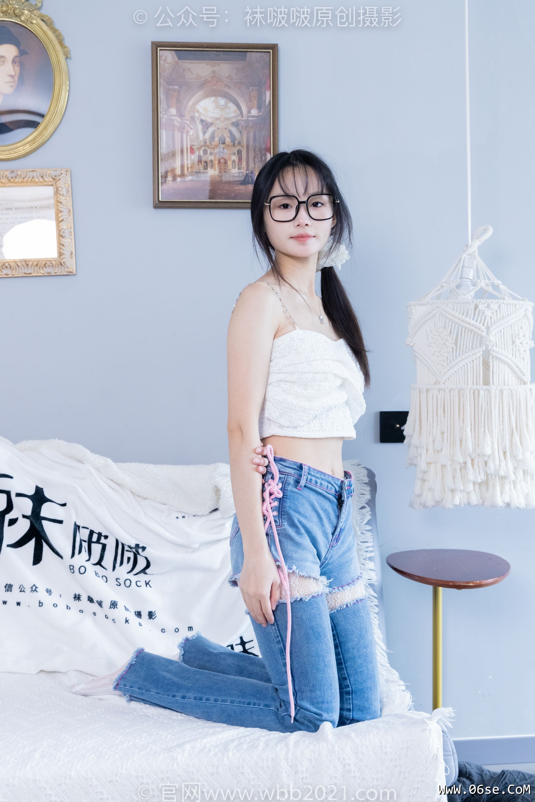 图片[77]-BoBoSocks袜啵啵 No.372 甜甜圈 -板鞋、白色蕾丝袜、可拆卸牛仔裤、裤里丝[140P]-六色网
