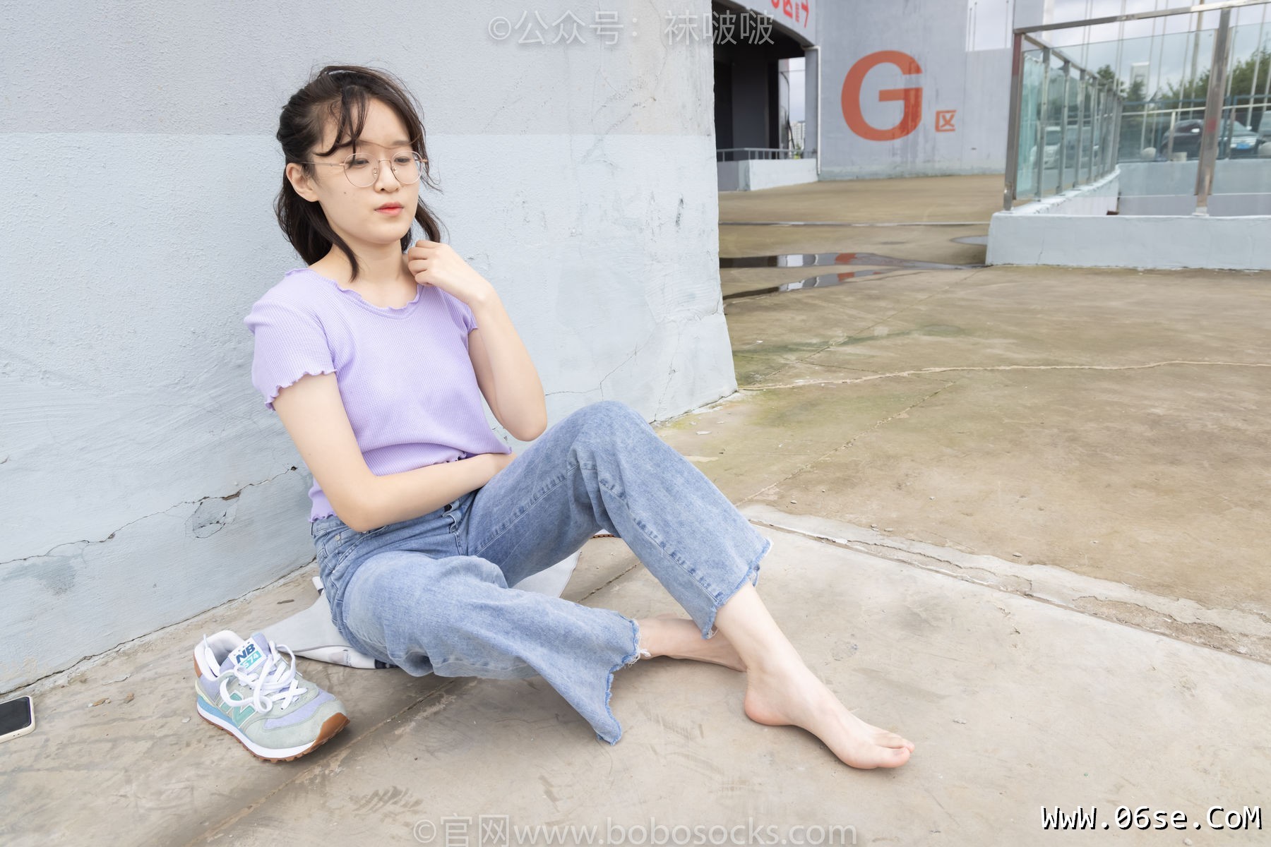 图片[135]-BoBoSocks袜啵啵 No.020 熊熊-NB运动鞋、蓝色短棉袜、裸足[150P]-六色网
