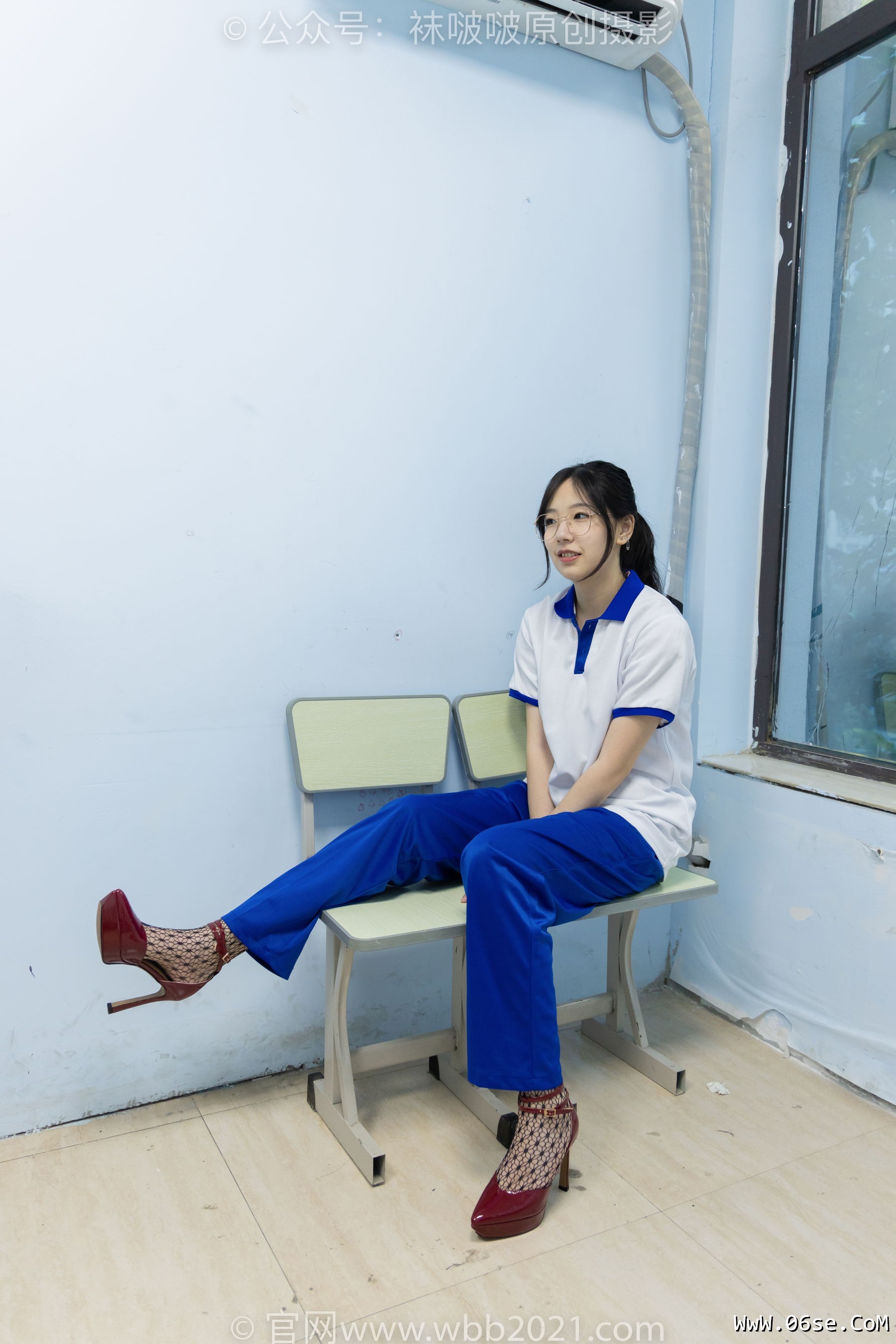 图片[96]-BoBoSocks袜啵啵 No.375 小甜豆 -高跟鞋、黑色蕾丝网袜、校服裤里丝[160P]-六色网