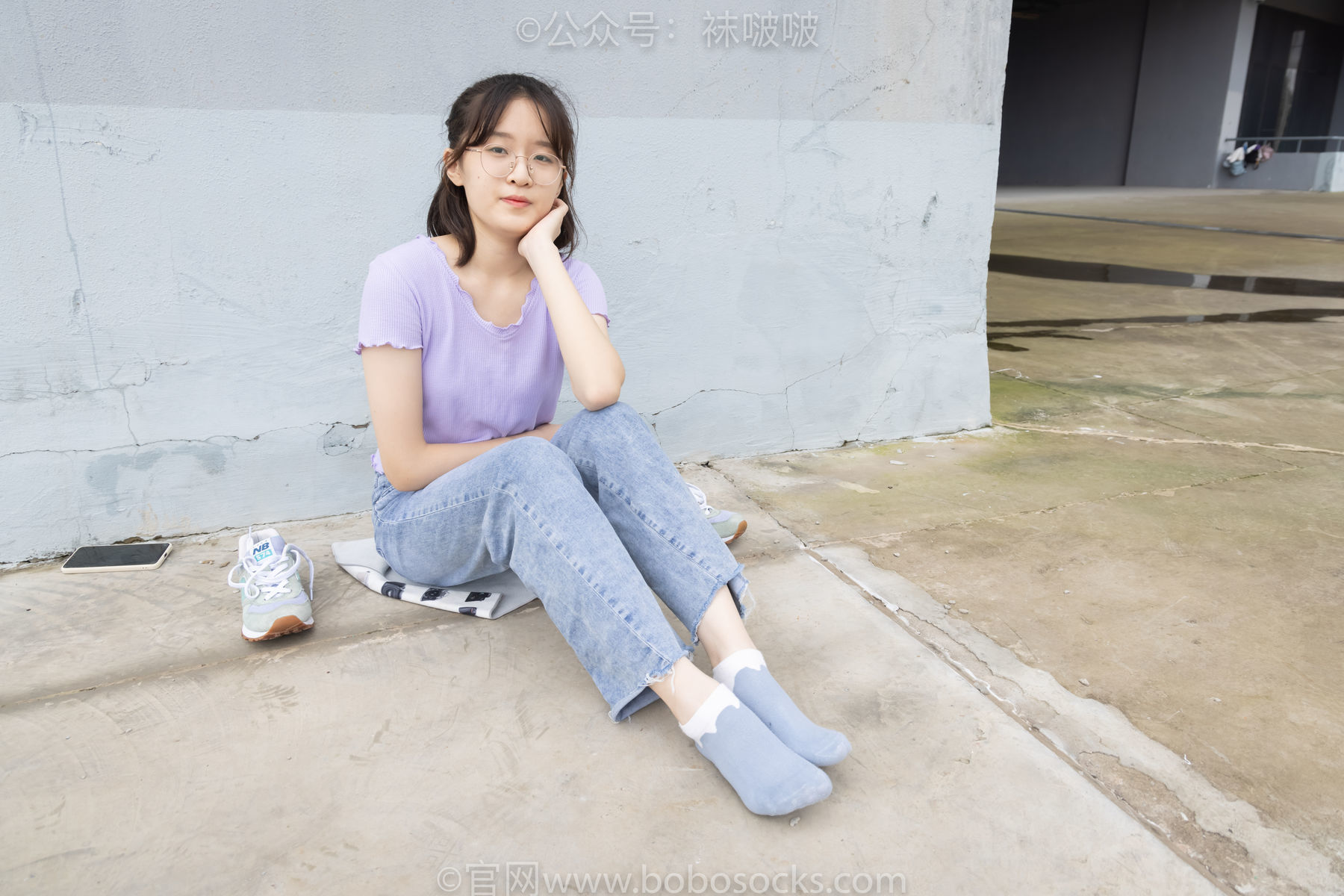 图片[84]-BoBoSocks袜啵啵 No.020 熊熊-NB运动鞋、蓝色短棉袜、裸足[150P]-六色网