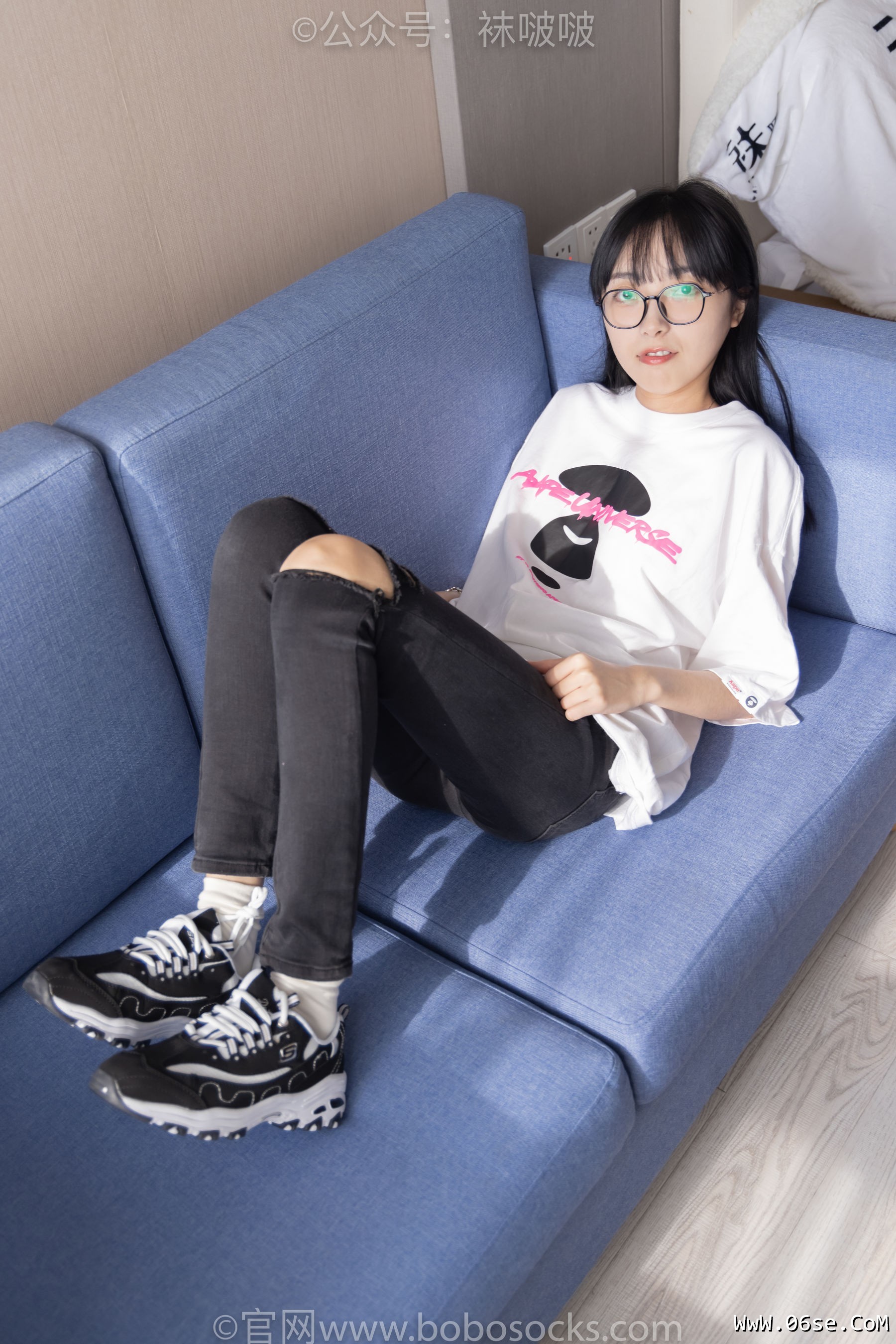 图片[22]-BoBoSocks袜啵啵 No.055 稚予-斯凯奇运动鞋、白棉袜、黑棉袜[139P]-六色网