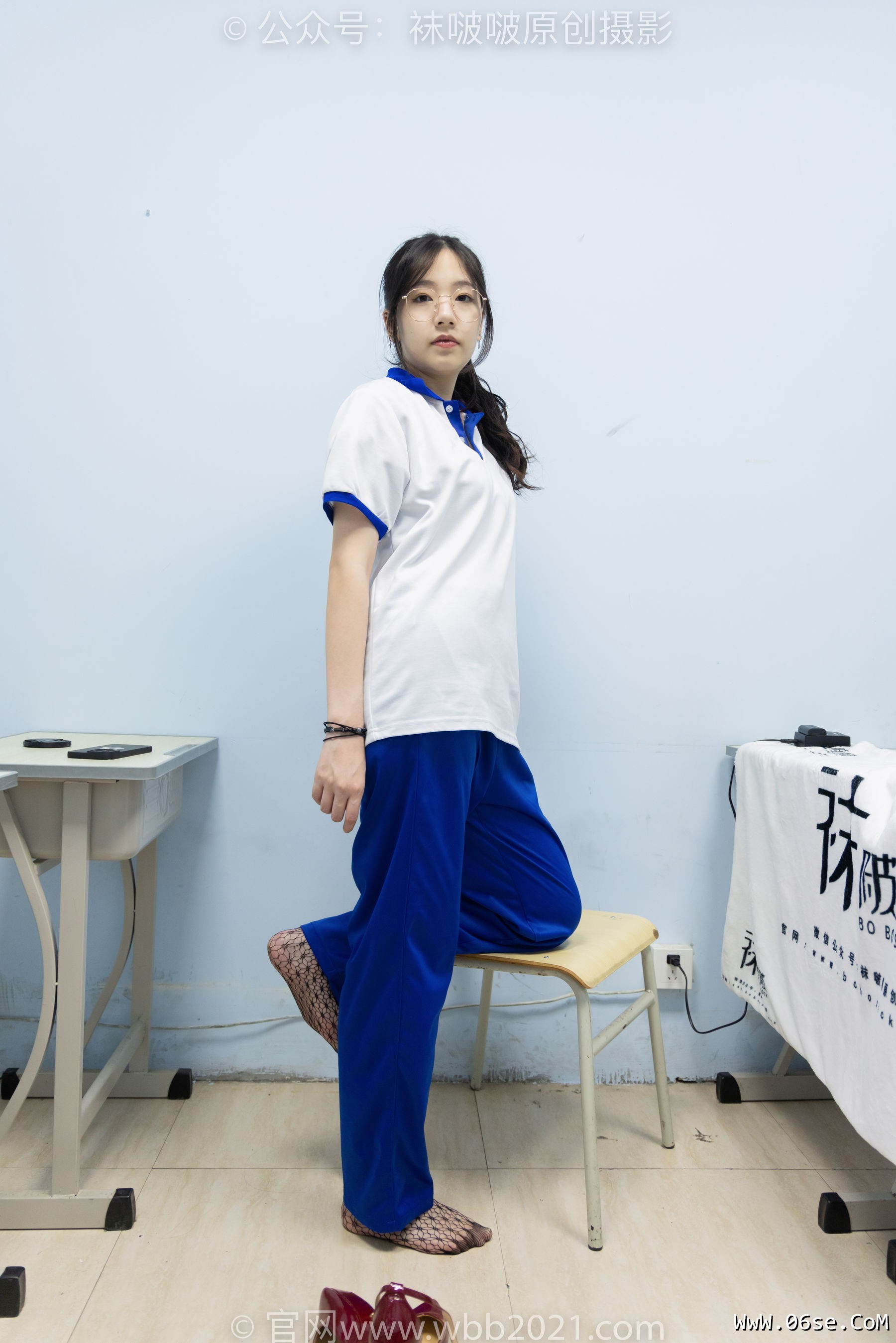 图片[26]-BoBoSocks袜啵啵 No.375 小甜豆 -高跟鞋、黑色蕾丝网袜、校服裤里丝[160P]-六色网