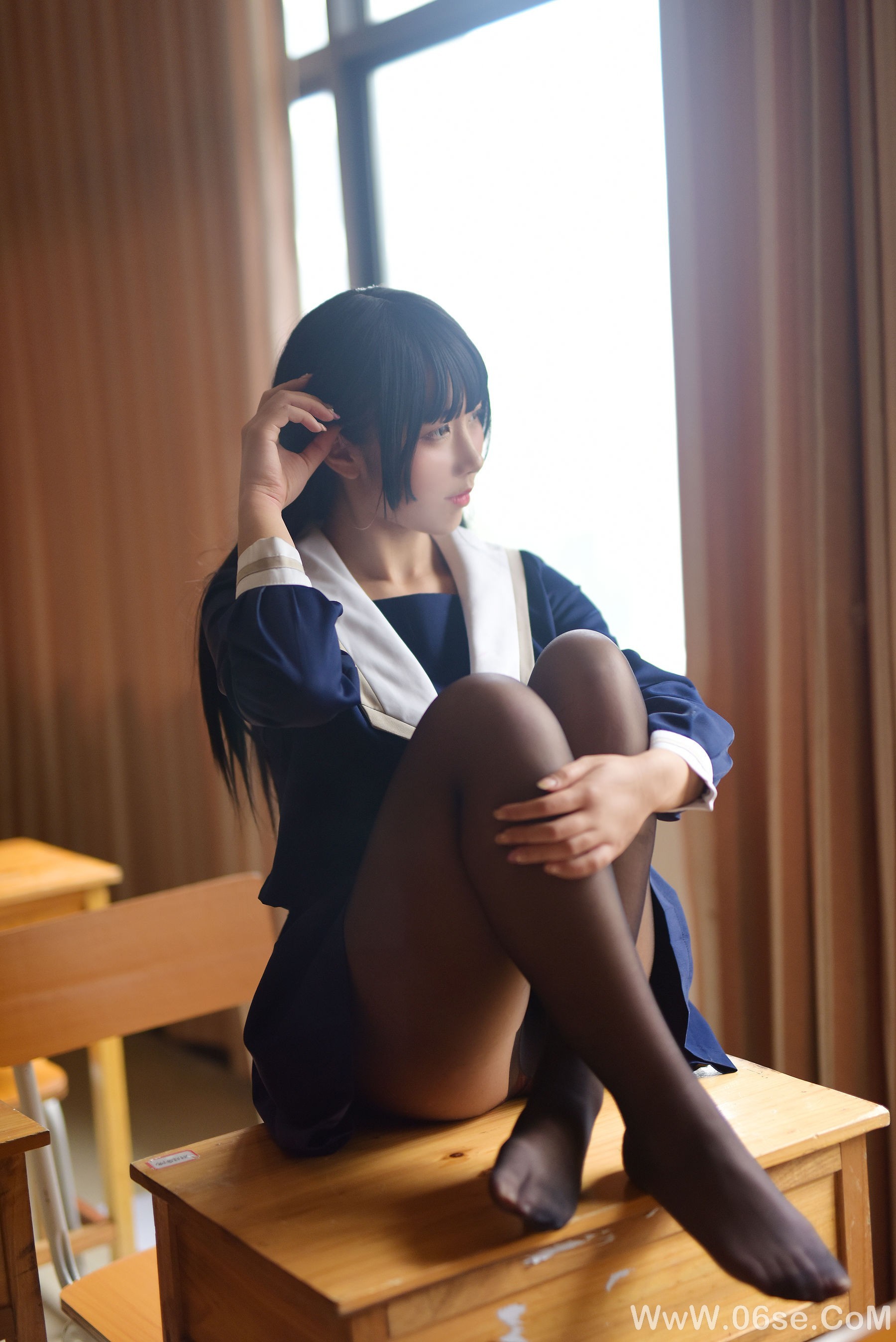 图片[20]-动漫博主九曲Jean JK露脐制服[30P]-六色网