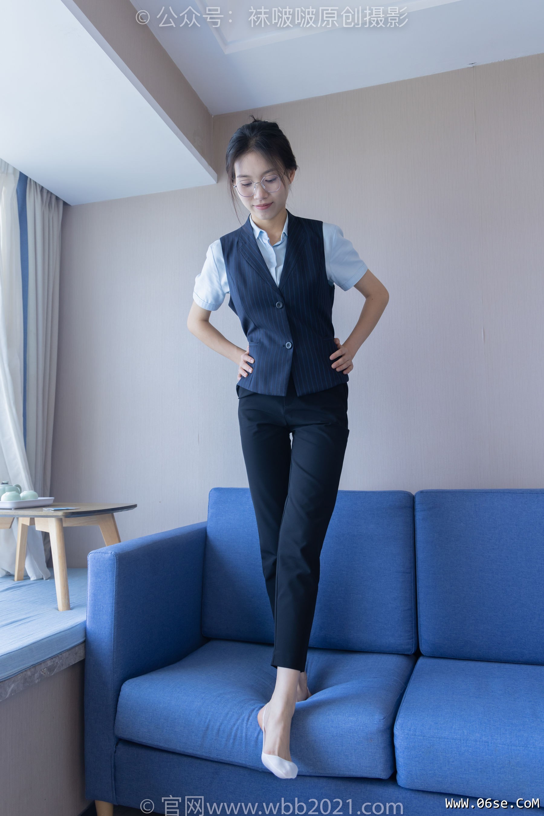 图片[110]-BoBoSocks袜啵啵 No.413 芝士 -高跟鞋、白色吊带船袜、银行制服[145P]-六色网
