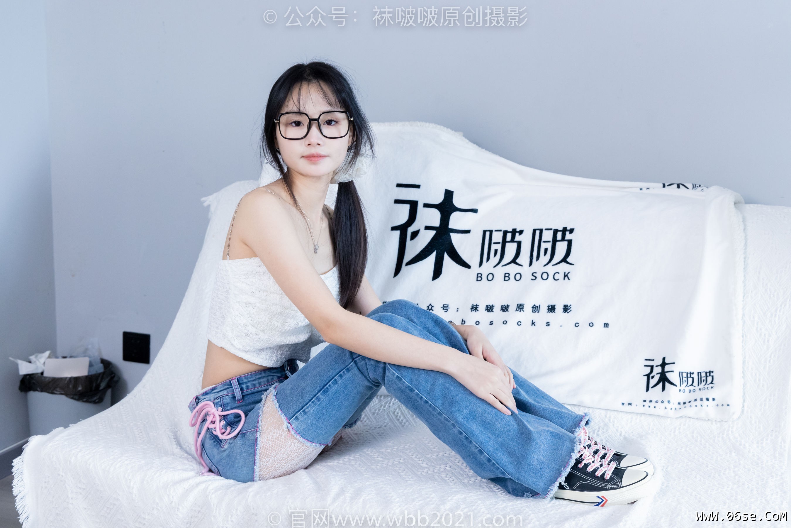 图片[2]-BoBoSocks袜啵啵 No.372 甜甜圈 -板鞋、白色蕾丝袜、可拆卸牛仔裤、裤里丝[140P]-六色网