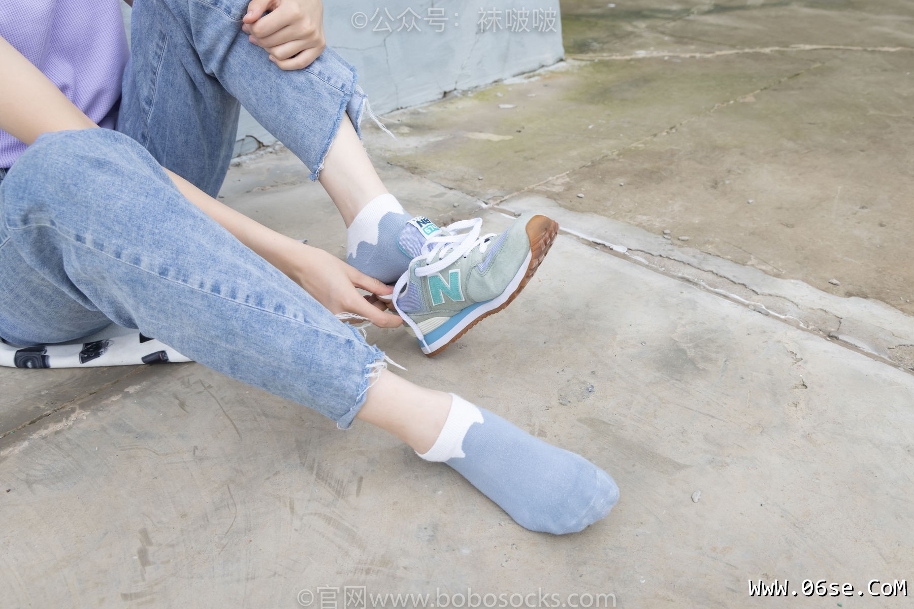 图片[62]-BoBoSocks袜啵啵 No.020 熊熊-NB运动鞋、蓝色短棉袜、裸足[150P]-六色网