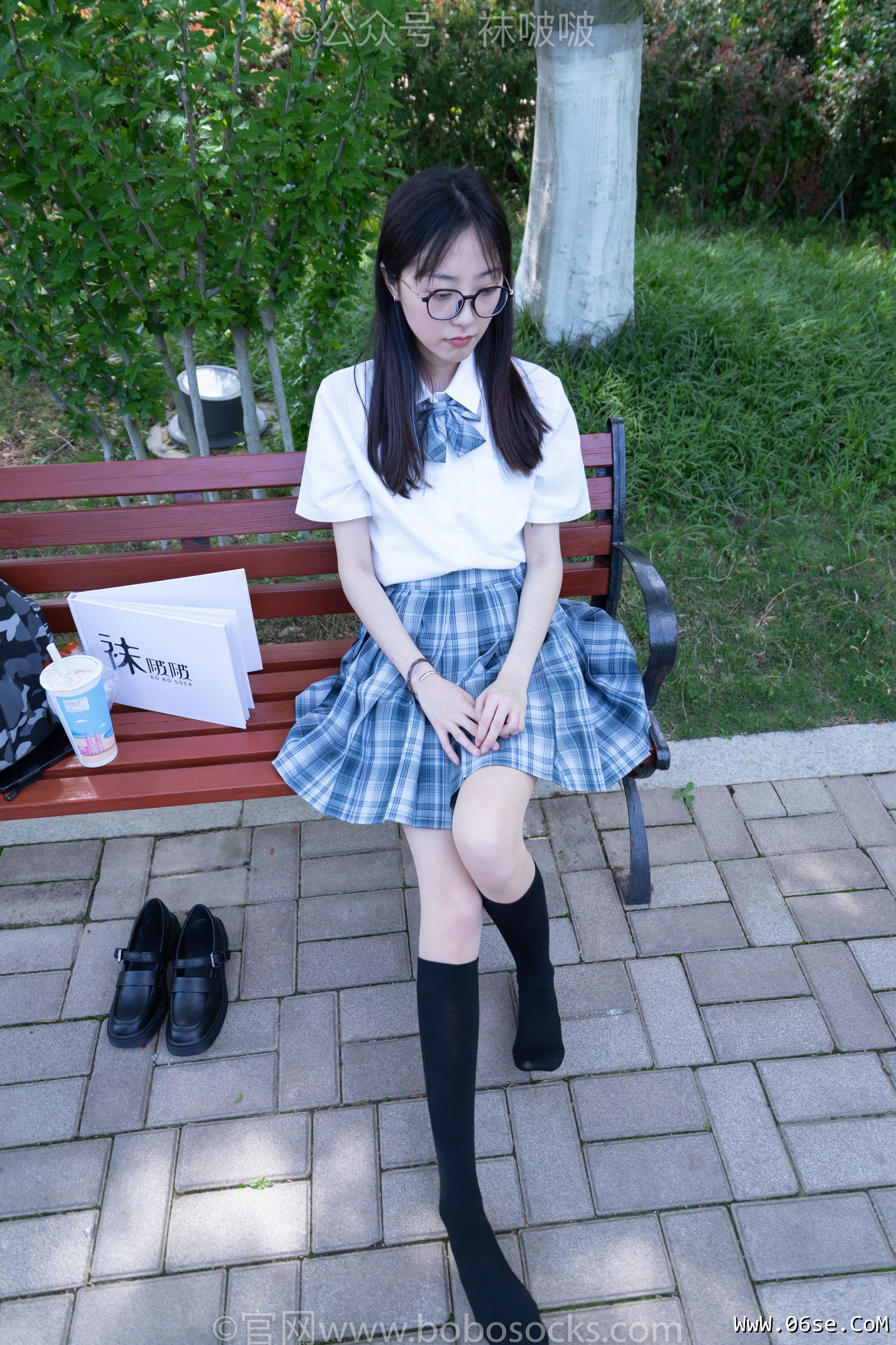 图片[75]-BoBoSocks袜啵啵 No.007 稚予-JK制服、皮鞋、黑色中筒棉袜、肉丝[143P]-六色网