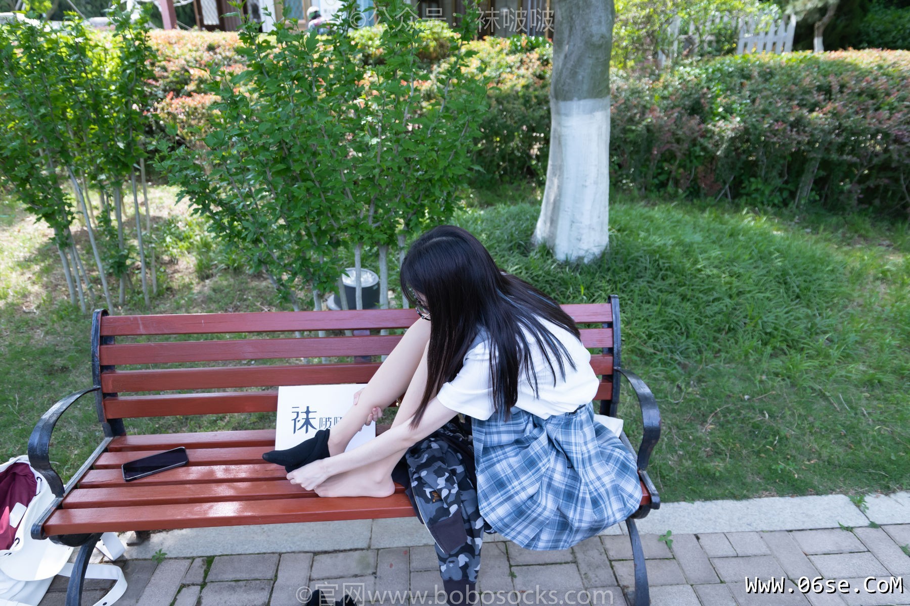 图片[123]-BoBoSocks袜啵啵 No.007 稚予-JK制服、皮鞋、黑色中筒棉袜、肉丝[143P]-六色网