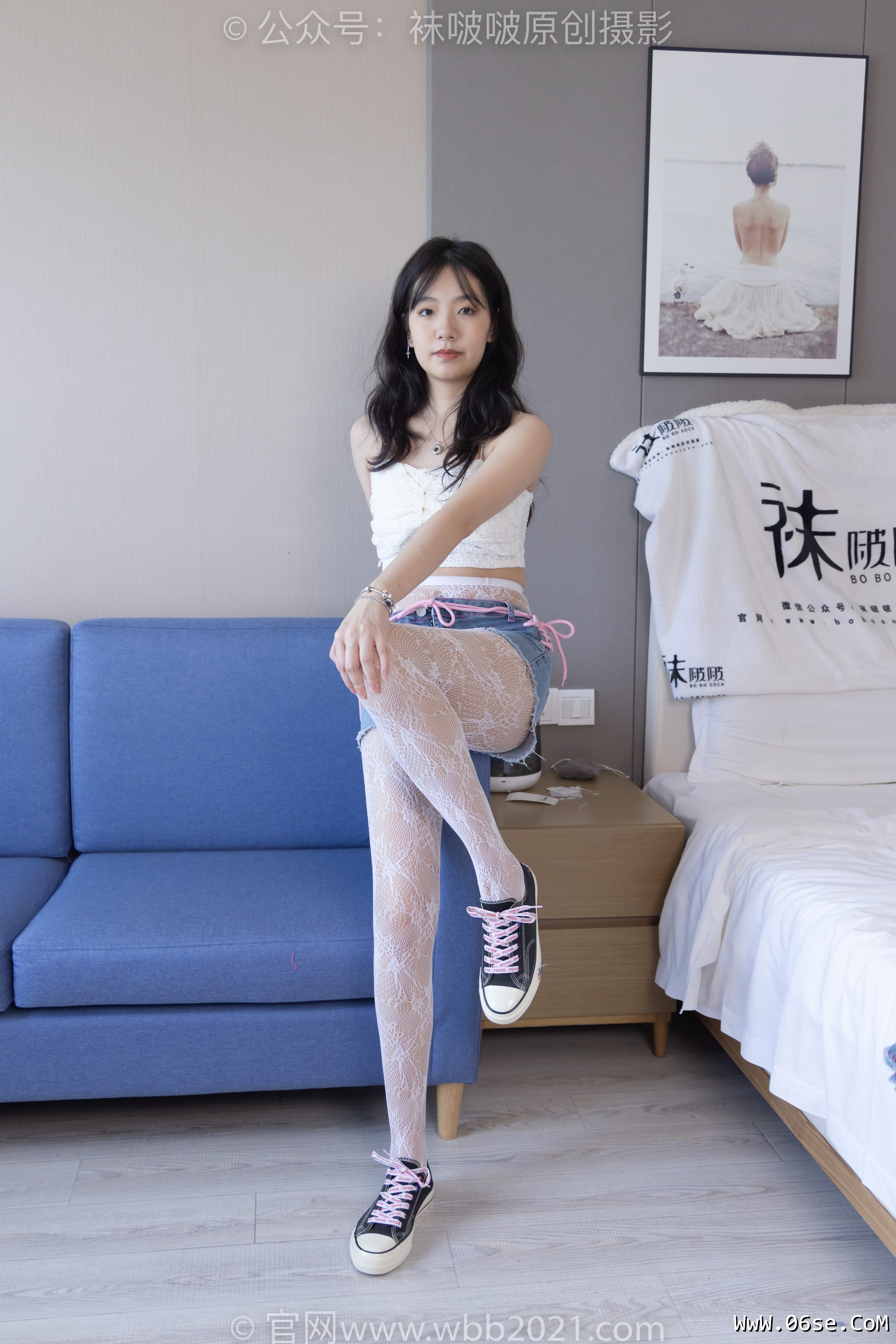 图片[123]-BoBoSocks袜啵啵 No.231 小甜豆-板鞋、白色蕾丝袜、可拆卸牛仔裤、裤里丝[154P]-六色网