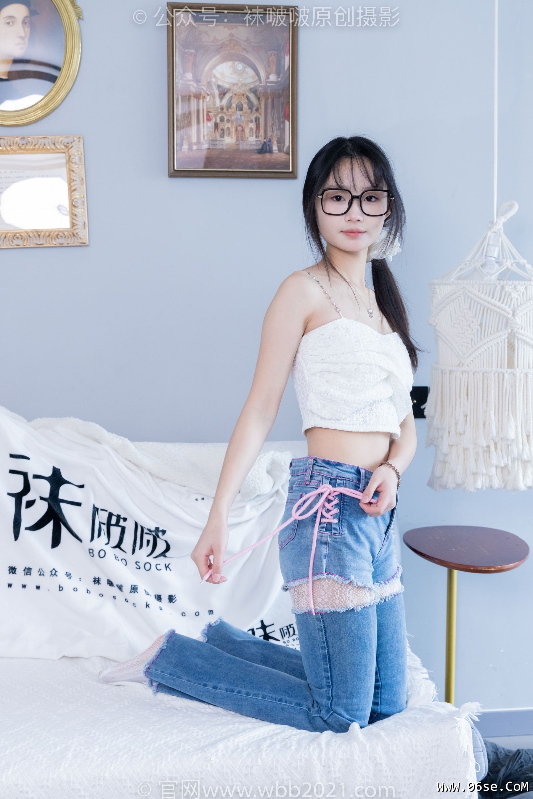 图片[81]-BoBoSocks袜啵啵 No.372 甜甜圈 -板鞋、白色蕾丝袜、可拆卸牛仔裤、裤里丝[140P]-六色网