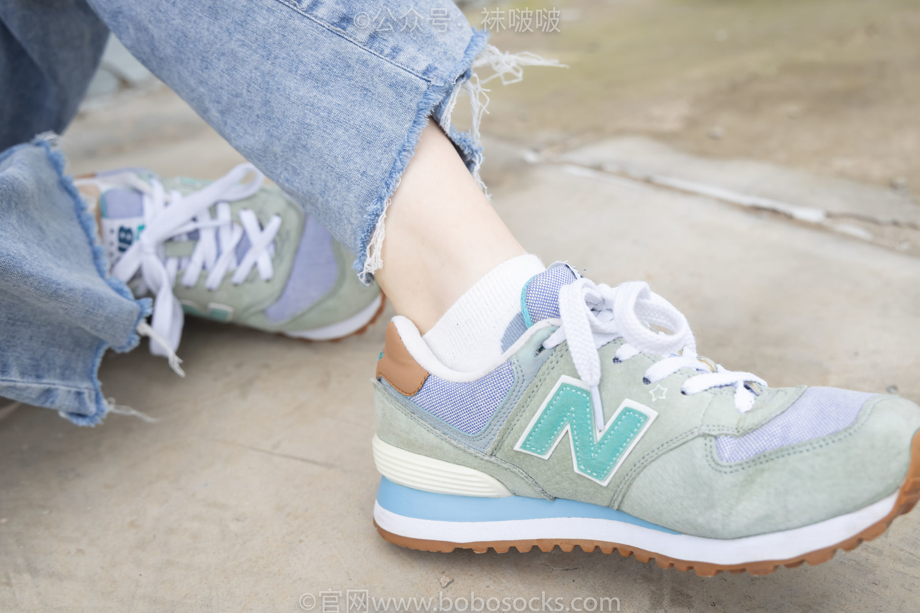 图片[28]-BoBoSocks袜啵啵 No.020 熊熊-NB运动鞋、蓝色短棉袜、裸足[150P]-六色网