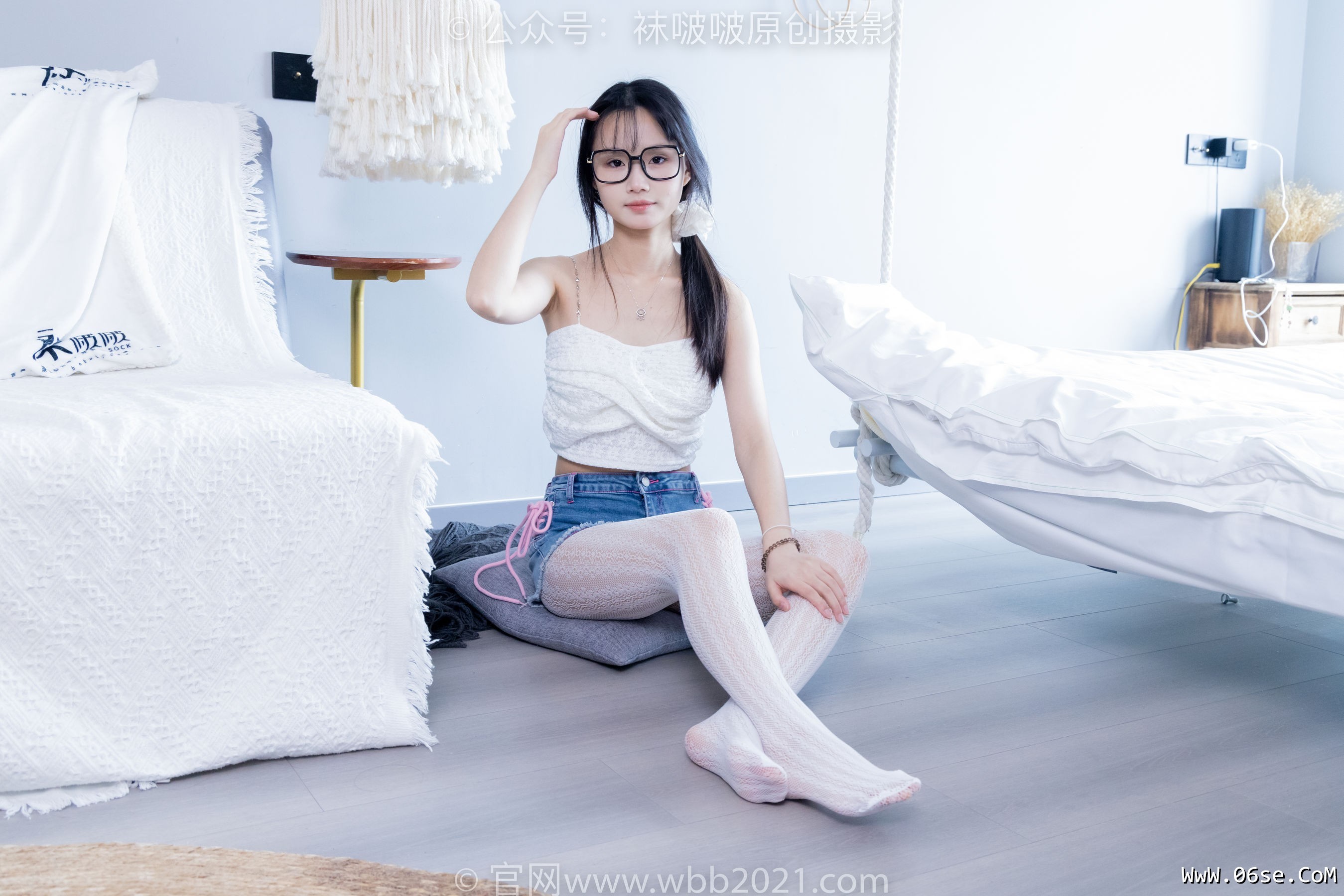 图片[112]-BoBoSocks袜啵啵 No.372 甜甜圈 -板鞋、白色蕾丝袜、可拆卸牛仔裤、裤里丝[140P]-六色网