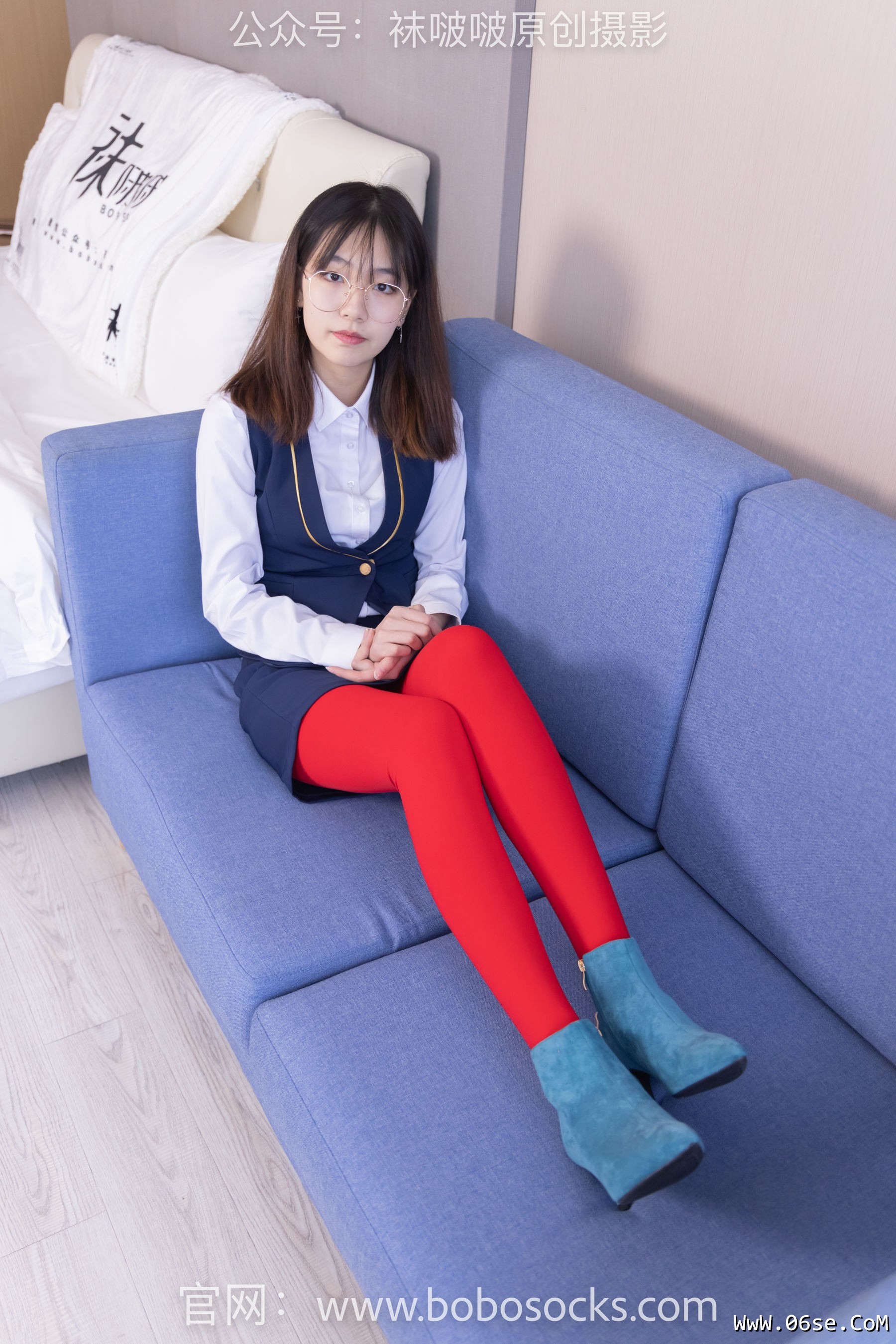 图片[128]-BoBoSocks袜啵啵 No.132 小甜豆-aj1板鞋、蓝色短靴、厚黑丝、厚红丝[145P]-六色网