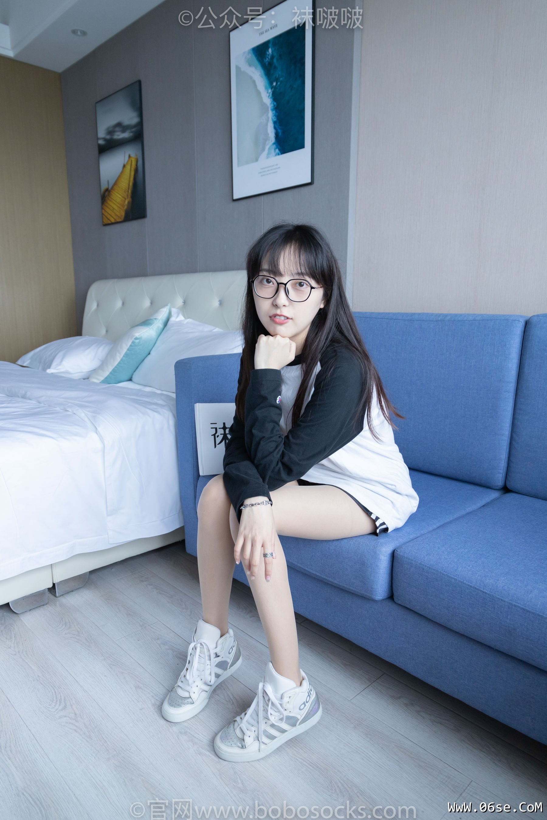 图片[3]-BoBoSocks袜啵啵 No.015 稚予-阿迪板鞋、白色短棉袜、肉丝[148P]-六色网