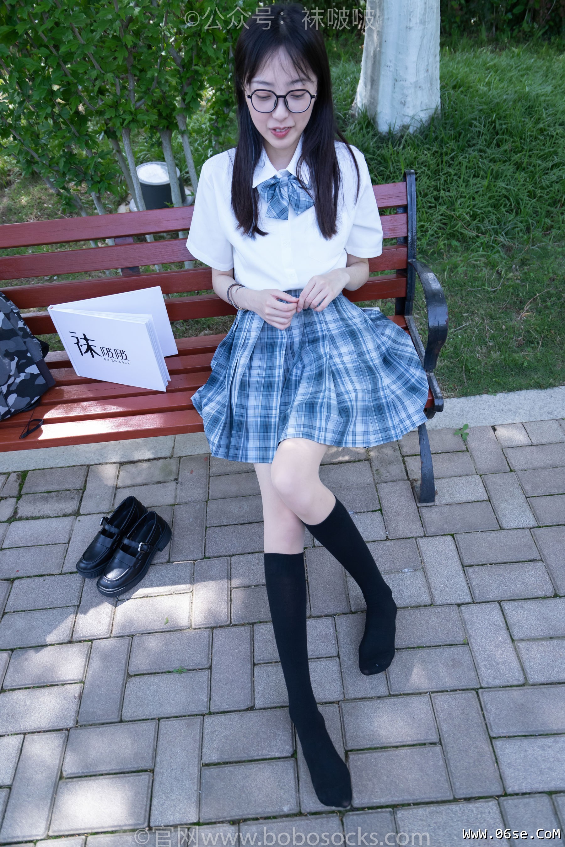图片[65]-BoBoSocks袜啵啵 No.007 稚予-JK制服、皮鞋、黑色中筒棉袜、肉丝[143P]-六色网