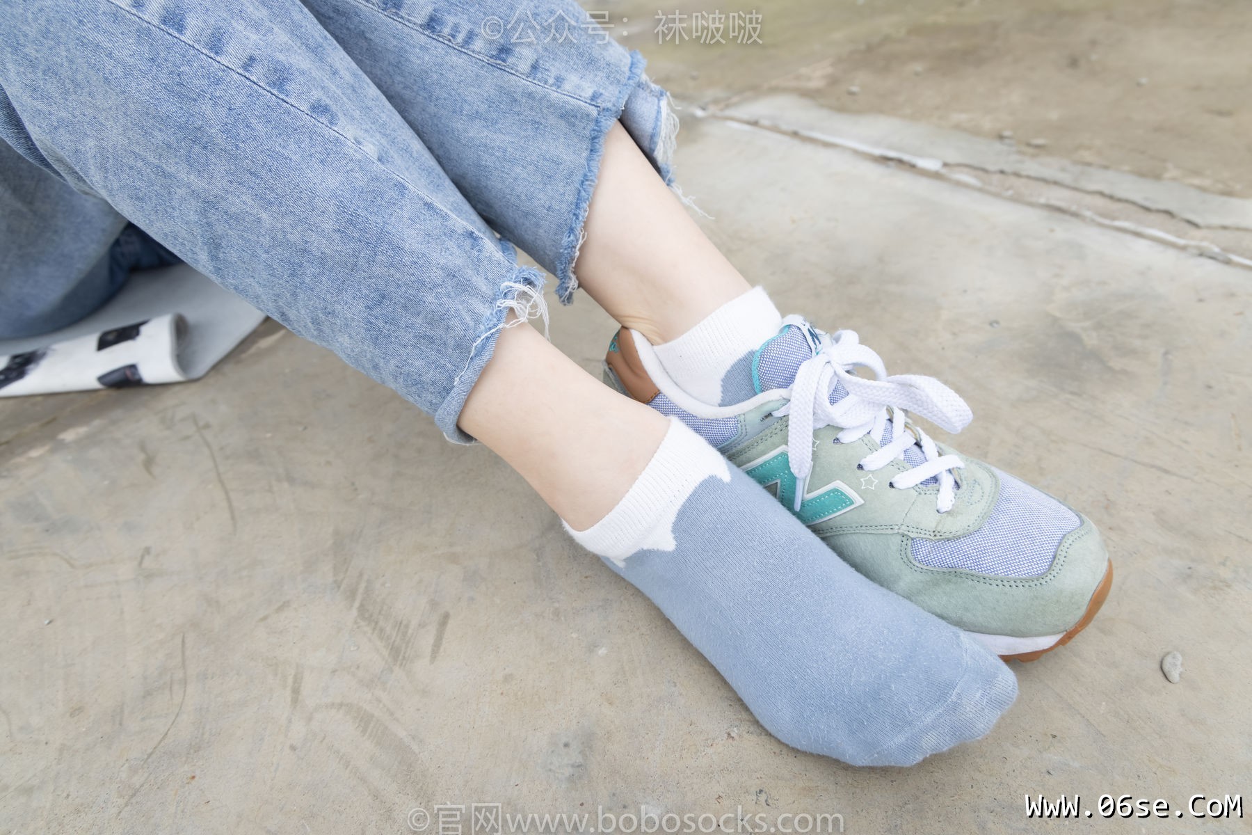 图片[57]-BoBoSocks袜啵啵 No.020 熊熊-NB运动鞋、蓝色短棉袜、裸足[150P]-六色网