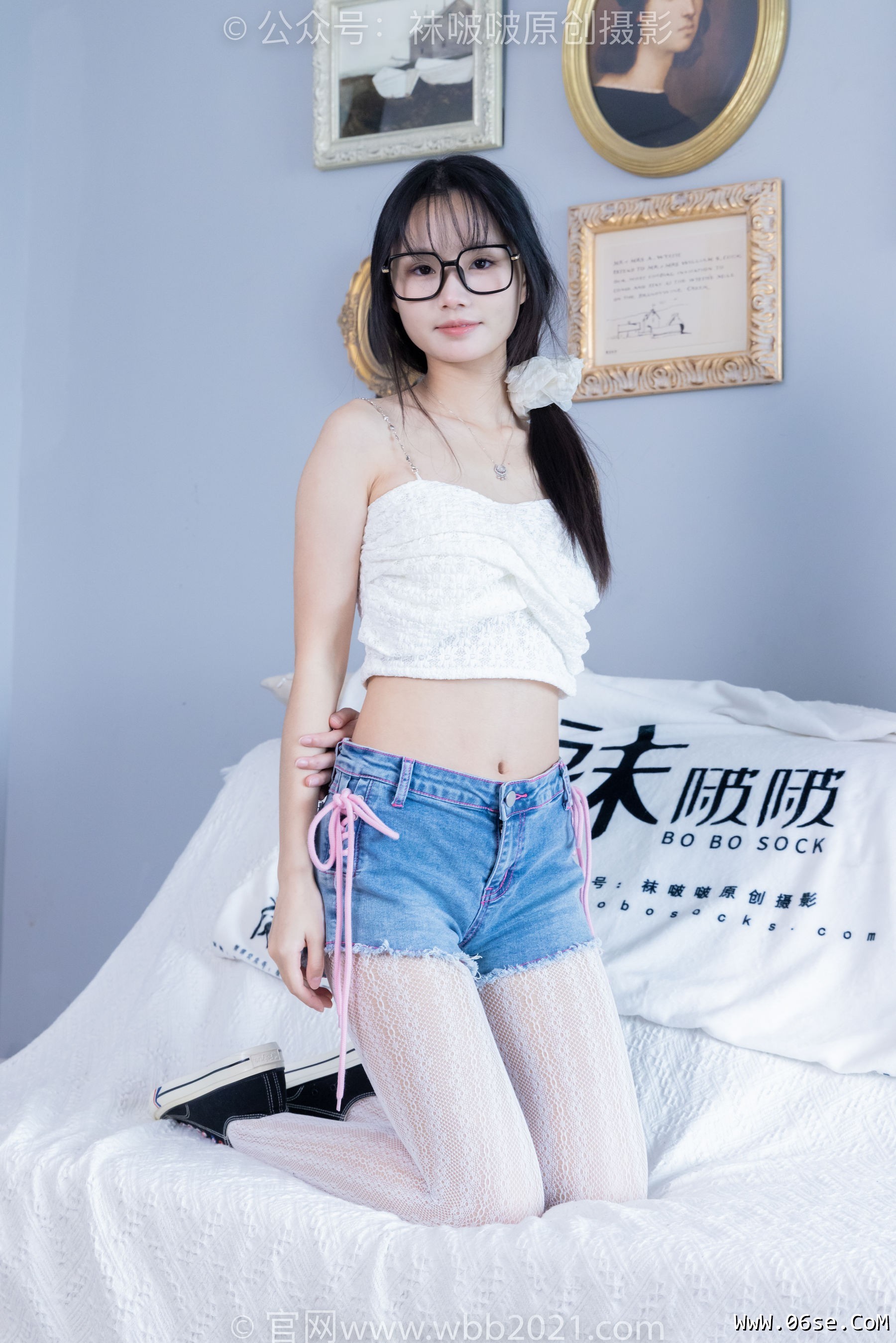 图片[23]-BoBoSocks袜啵啵 No.372 甜甜圈 -板鞋、白色蕾丝袜、可拆卸牛仔裤、裤里丝[140P]-六色网