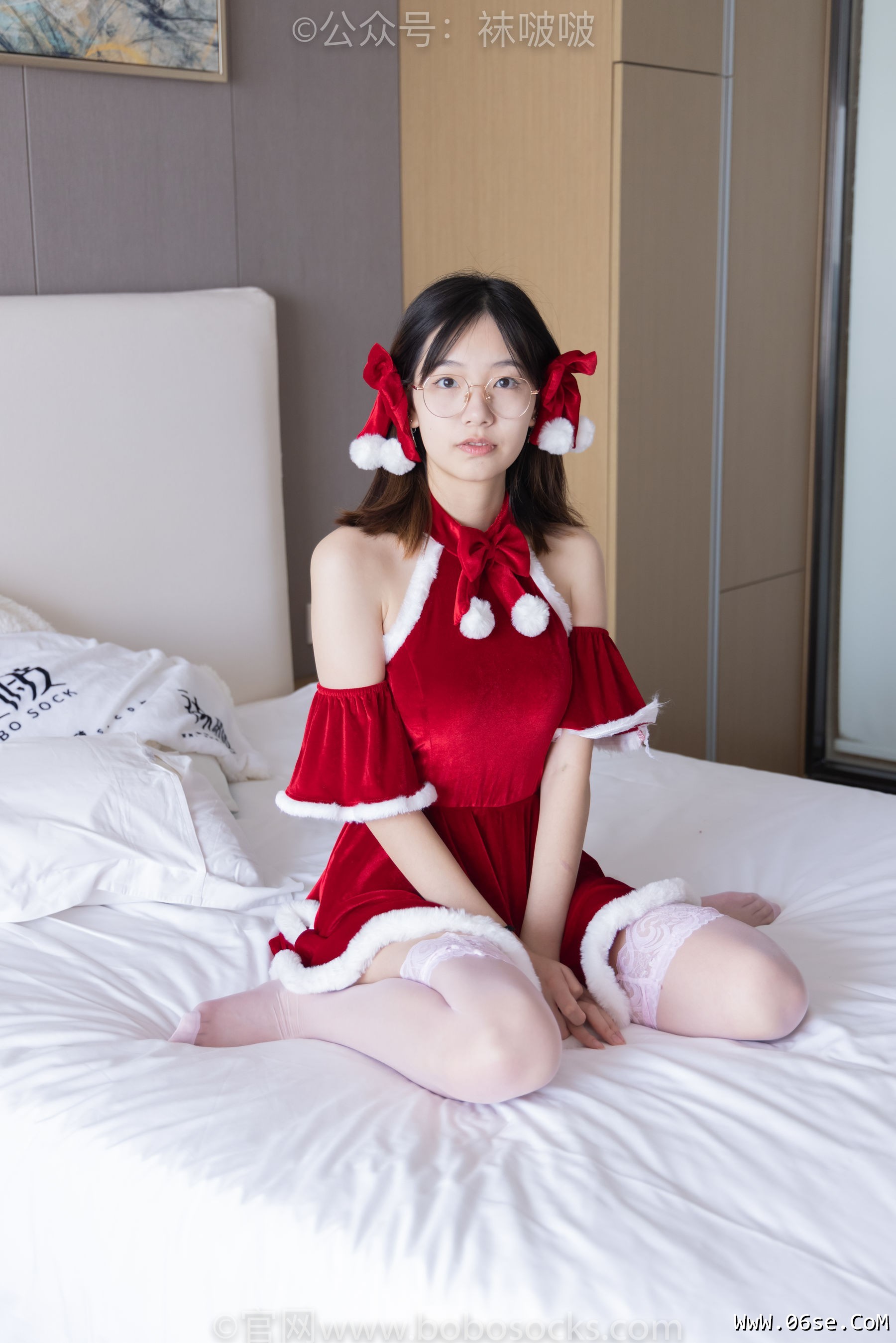 图片[118]-BoBoSocks袜啵啵 No.043 小甜豆-圣诞服、平底鞋、高跟鞋、白色渔网袜[164P]-六色网