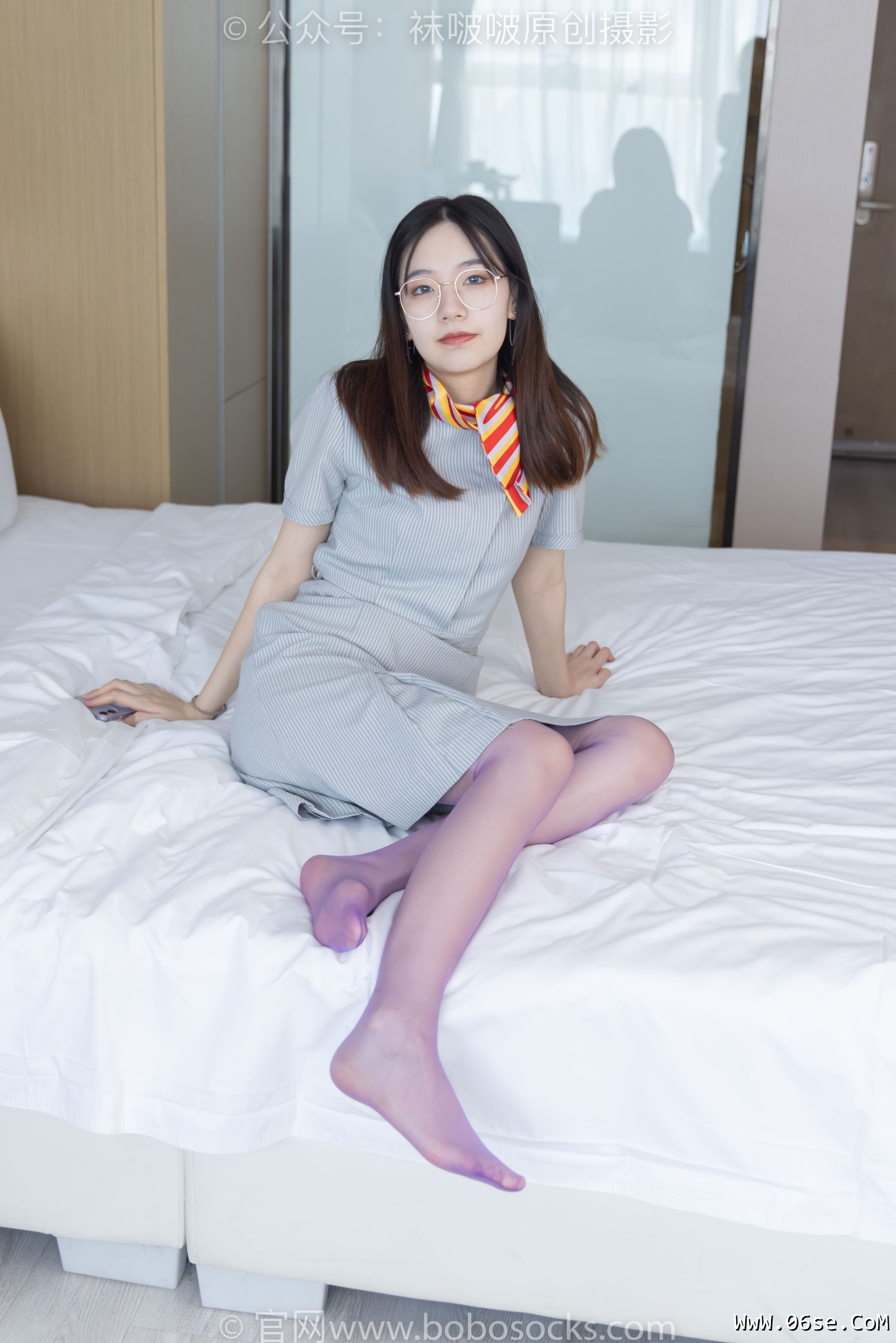 图片[88]-BoBoSocks袜啵啵 No.205 小甜 豆-白色高跟鞋、紫色油亮丝袜[140P]-六色网