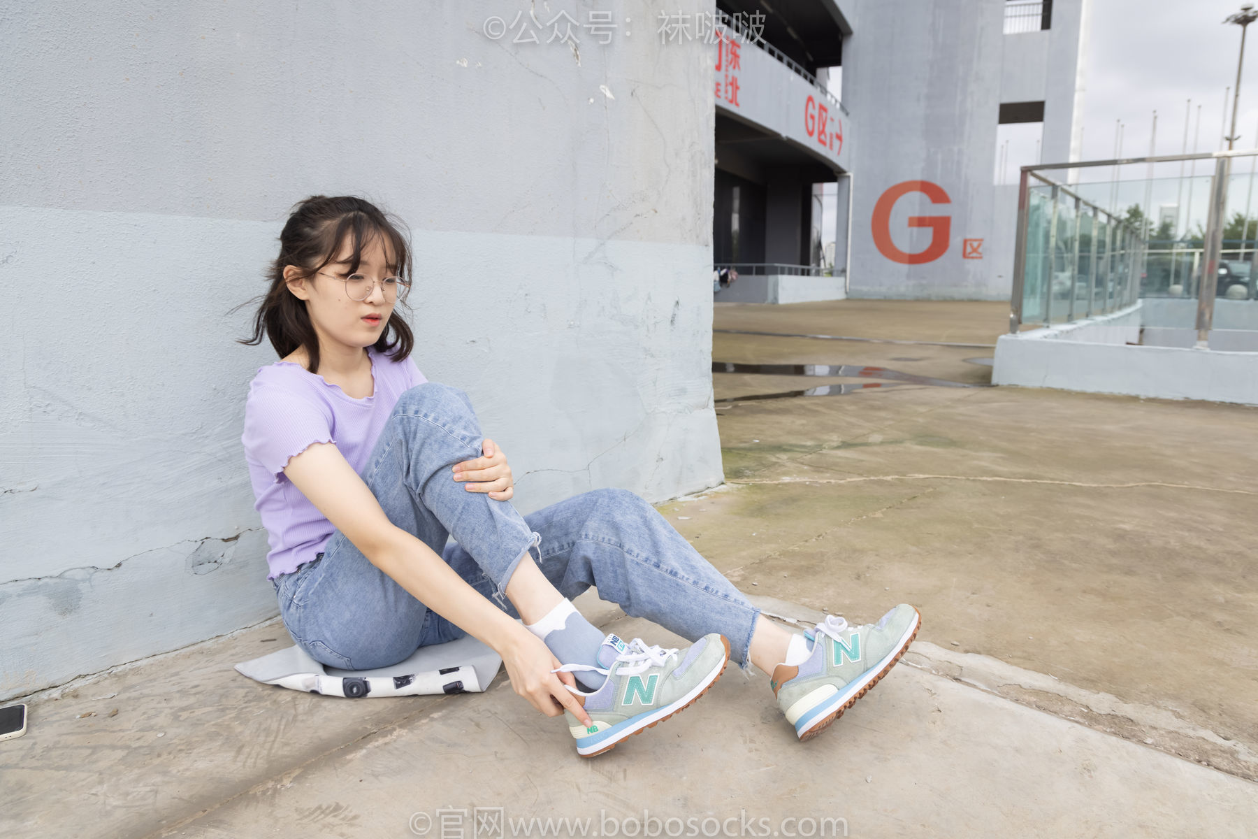 图片[48]-BoBoSocks袜啵啵 No.020 熊熊-NB运动鞋、蓝色短棉袜、裸足[150P]-六色网