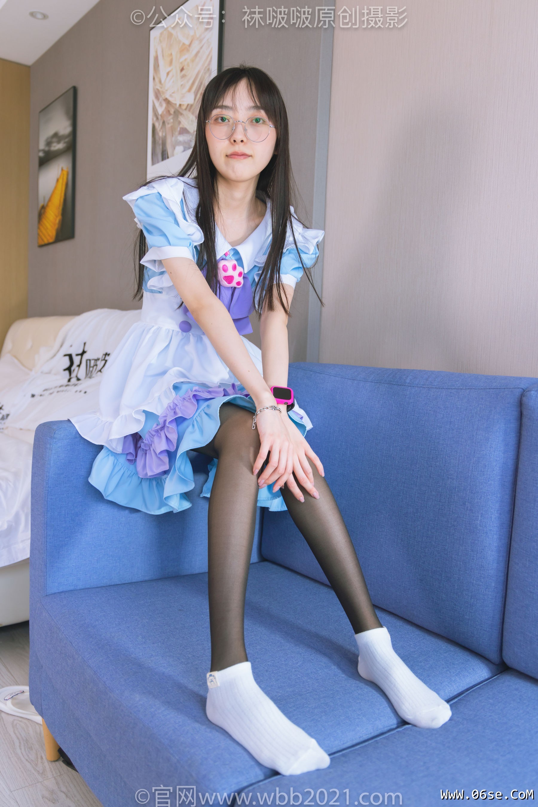 图片[66]-BoBoSocks袜啵啵 No.437 稚予 -女仆装、人字拖、薄黑丝、白棉袜、裸足[140P]-六色网