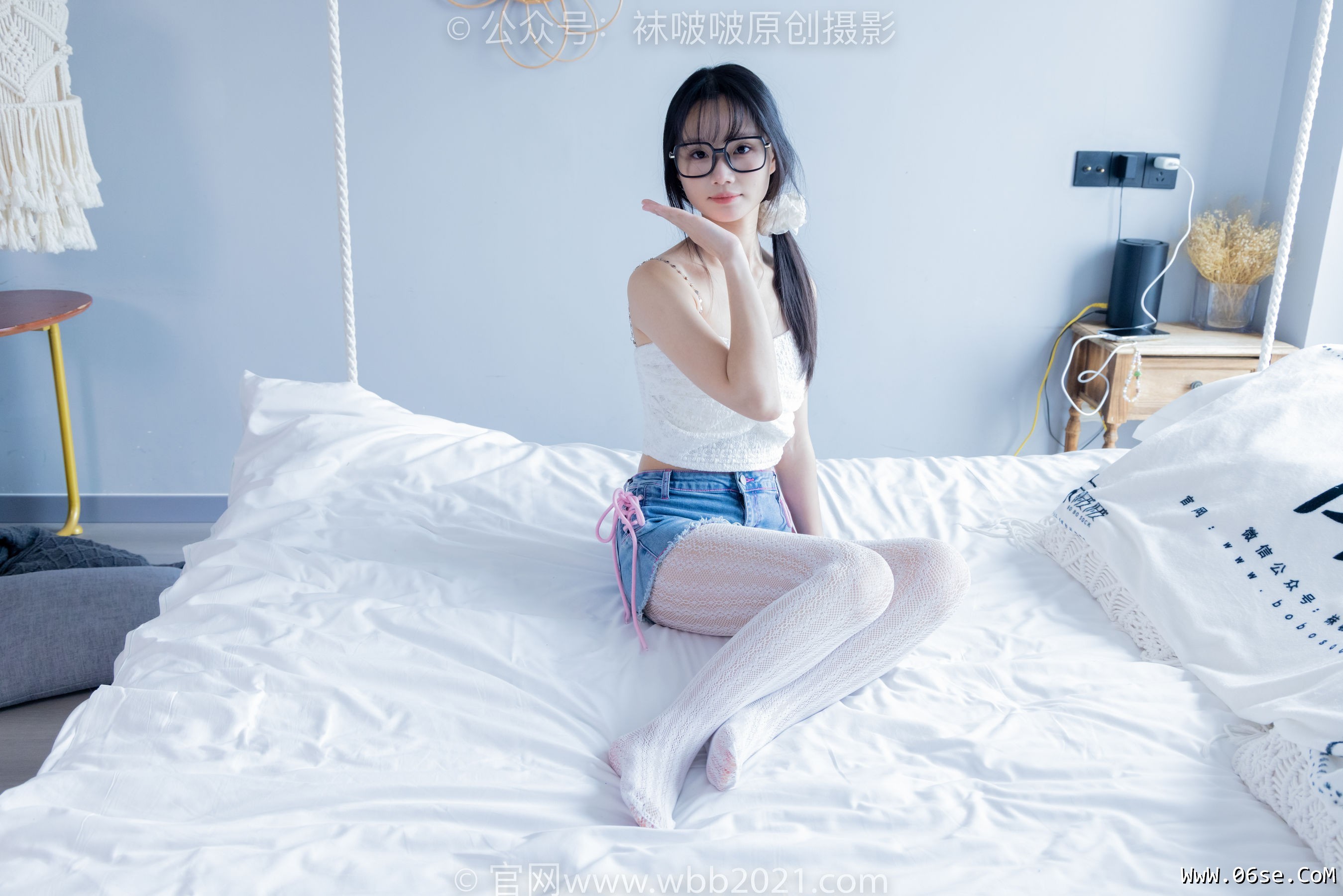 图片[6]-BoBoSocks袜啵啵 No.372 甜甜圈 -板鞋、白色蕾丝袜、可拆卸牛仔裤、裤里丝[140P]-六色网