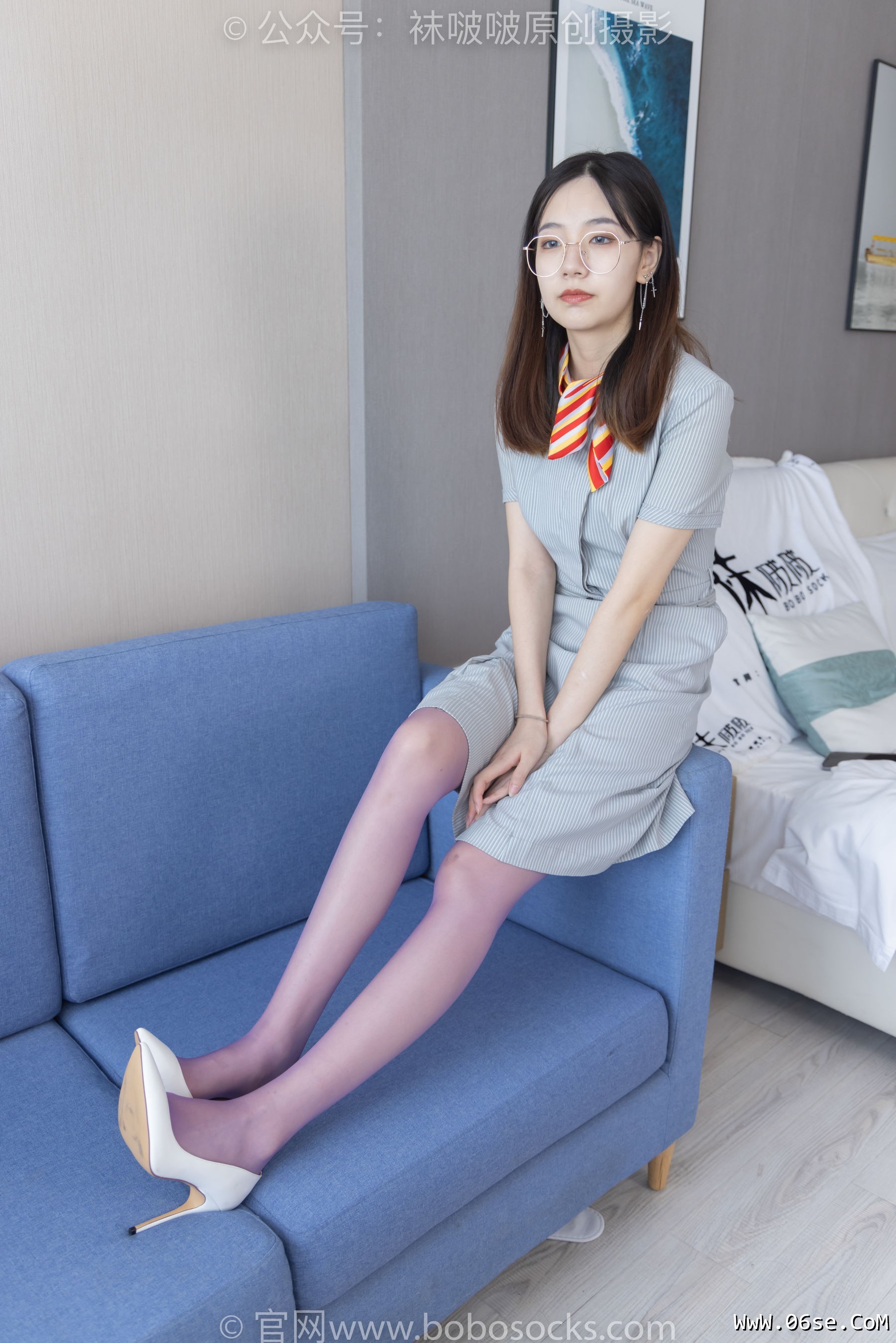 图片[59]-BoBoSocks袜啵啵 No.205 小甜 豆-白色高跟鞋、紫色油亮丝袜[140P]-六色网