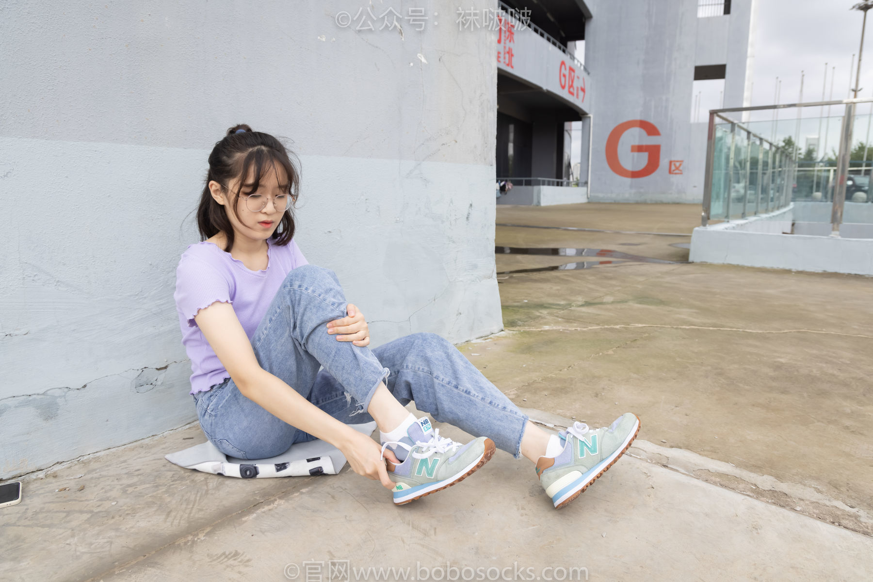图片[45]-BoBoSocks袜啵啵 No.020 熊熊-NB运动鞋、蓝色短棉袜、裸足[150P]-六色网