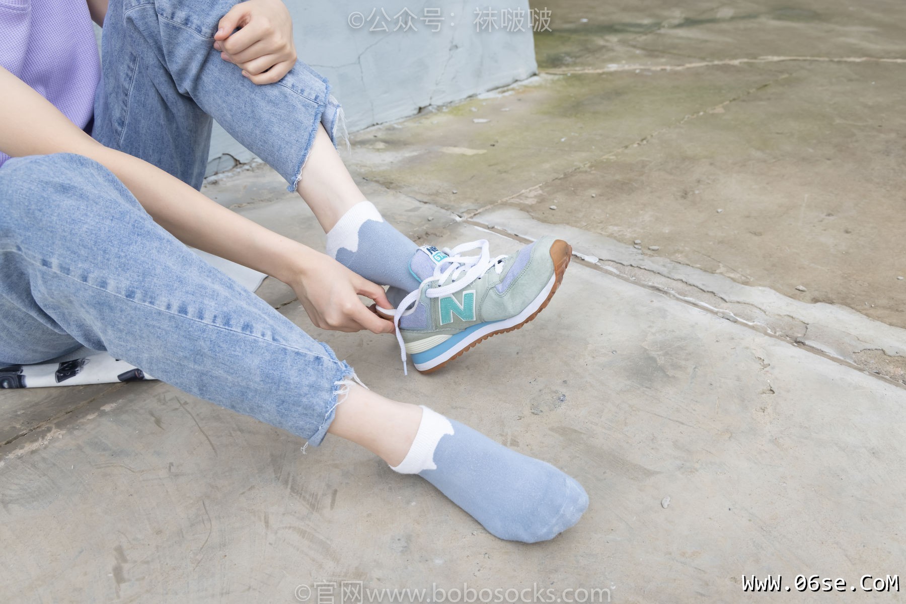 图片[63]-BoBoSocks袜啵啵 No.020 熊熊-NB运动鞋、蓝色短棉袜、裸足[150P]-六色网