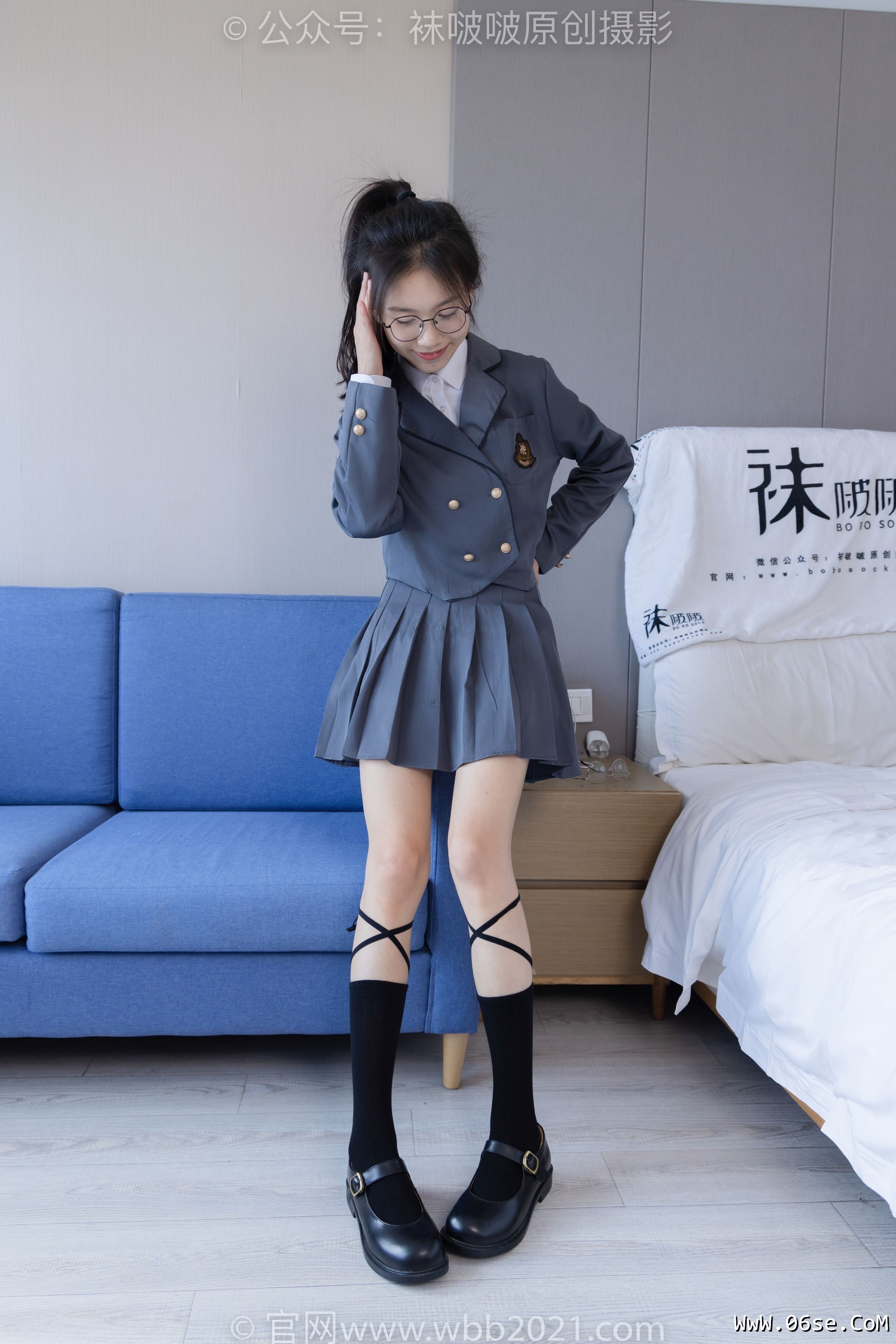 图片[45]-BoBoSocks袜啵啵 No.268 芝士 -黑皮鞋、绑带黑棉袜、学院制服[139P]-六色网