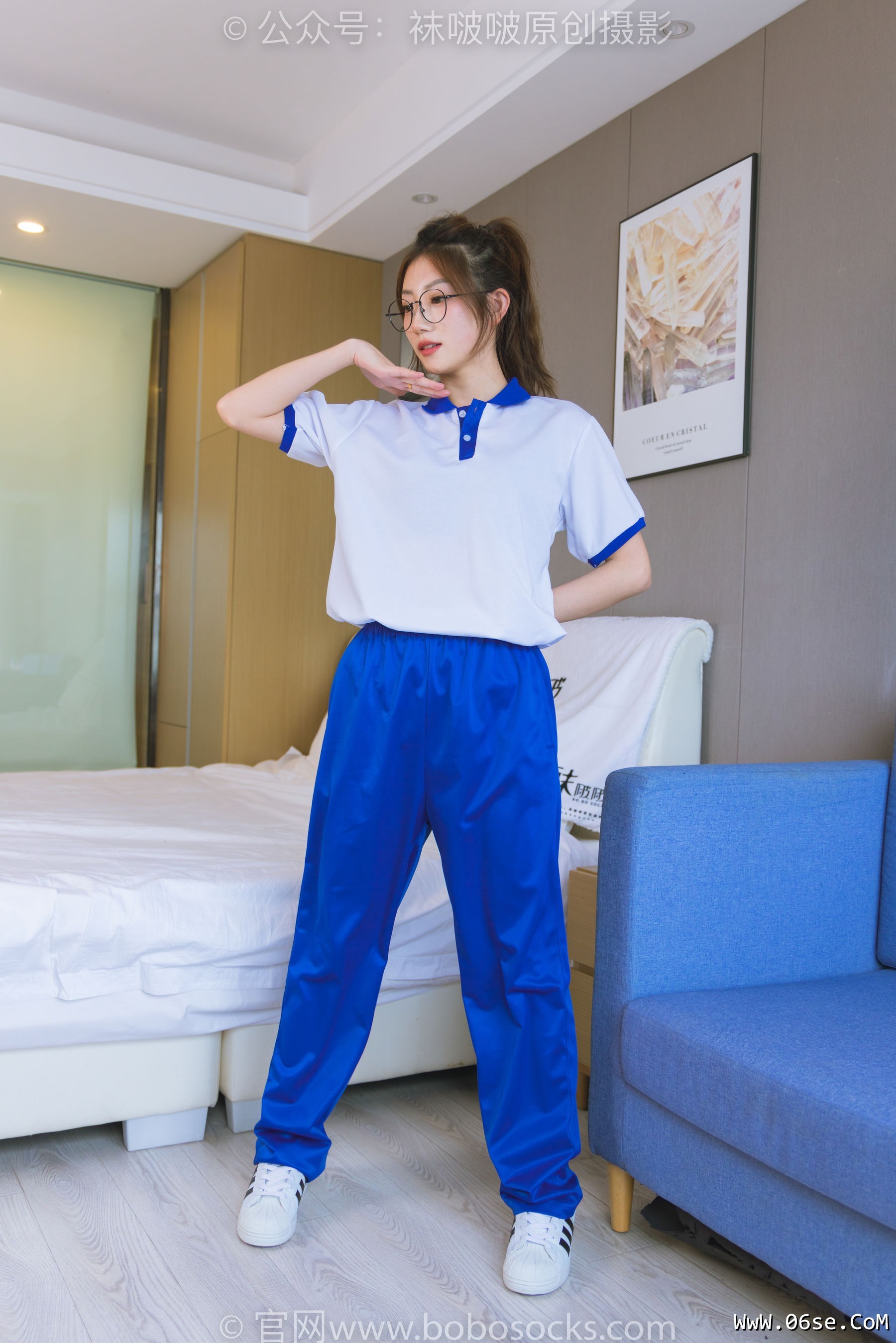 图片[48]-BoBoSocks袜啵啵 No.193 小沫-贝壳头板鞋、白棉袜、肉丝、校服裤里丝[140P]-六色网