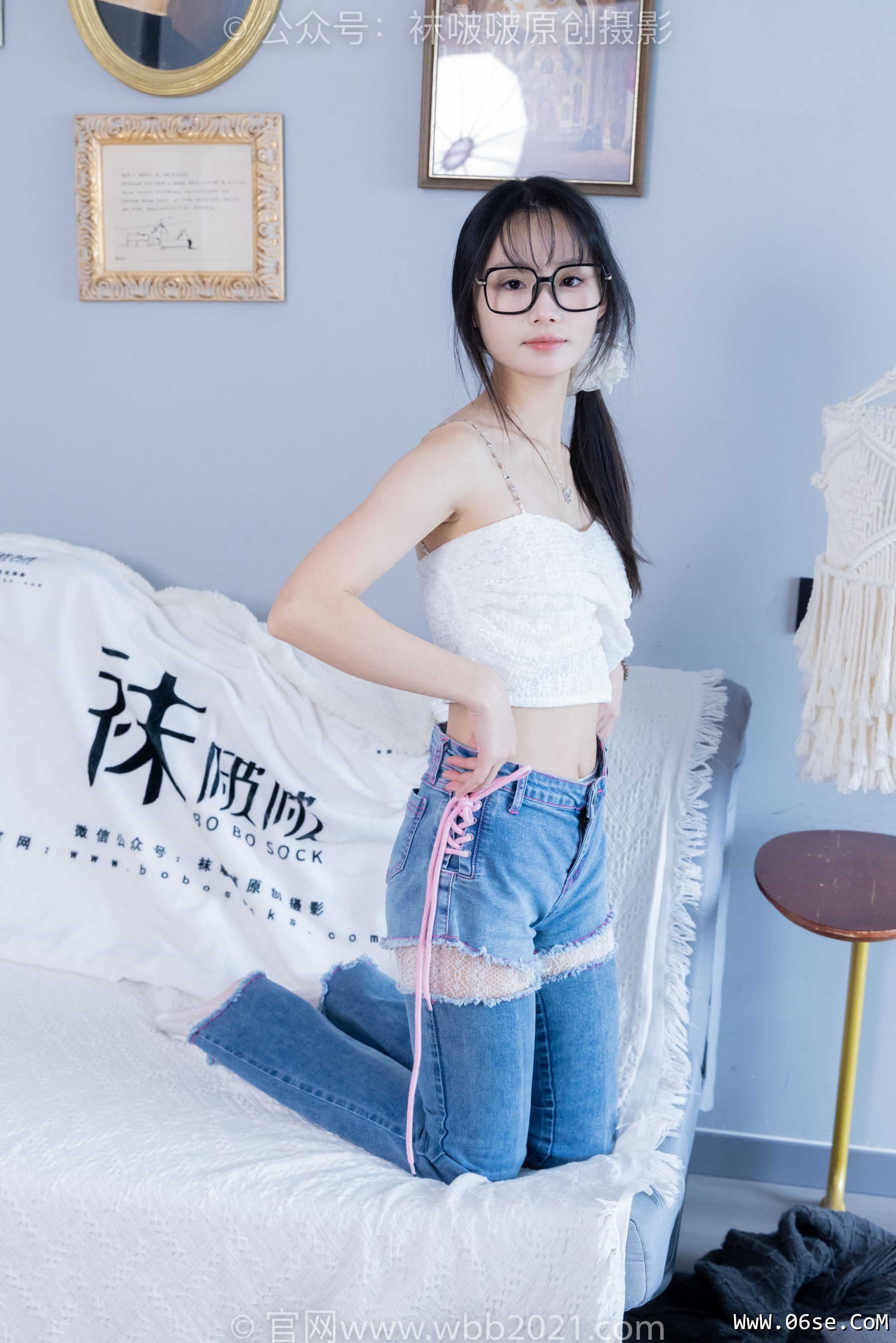 图片[79]-BoBoSocks袜啵啵 No.372 甜甜圈 -板鞋、白色蕾丝袜、可拆卸牛仔裤、裤里丝[140P]-六色网