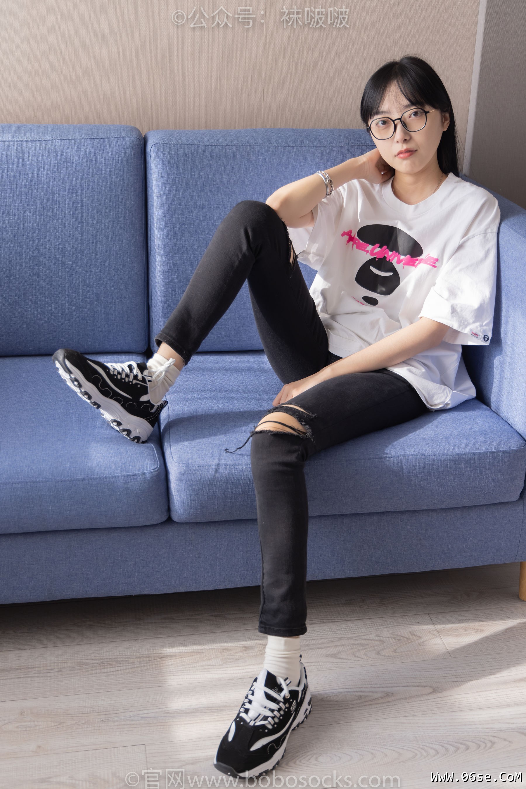 图片[36]-BoBoSocks袜啵啵 No.055 稚予-斯凯奇运动鞋、白棉袜、黑棉袜[139P]-六色网