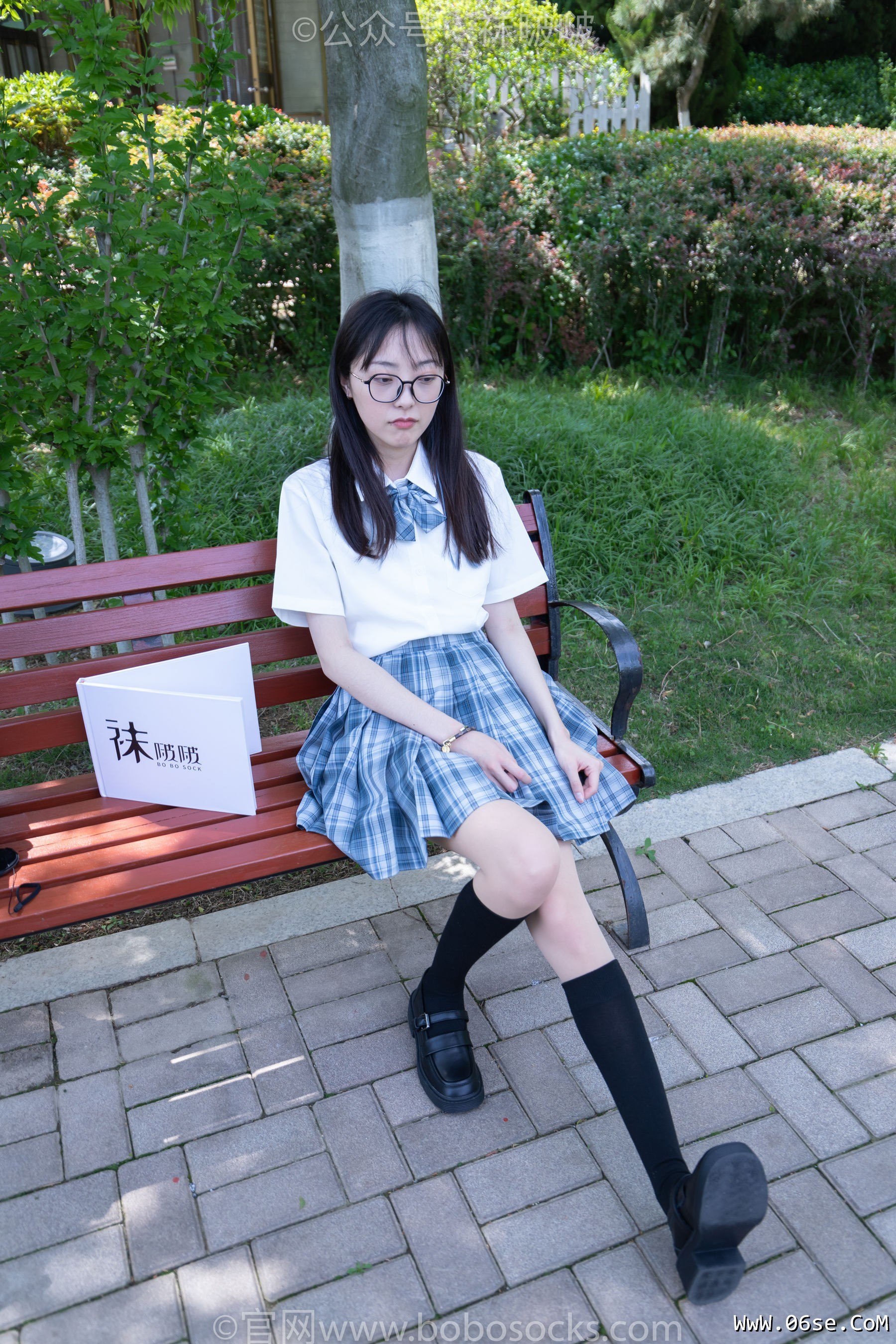 图片[10]-BoBoSocks袜啵啵 No.007 稚予-JK制服、皮鞋、黑色中筒棉袜、肉丝[143P]-六色网