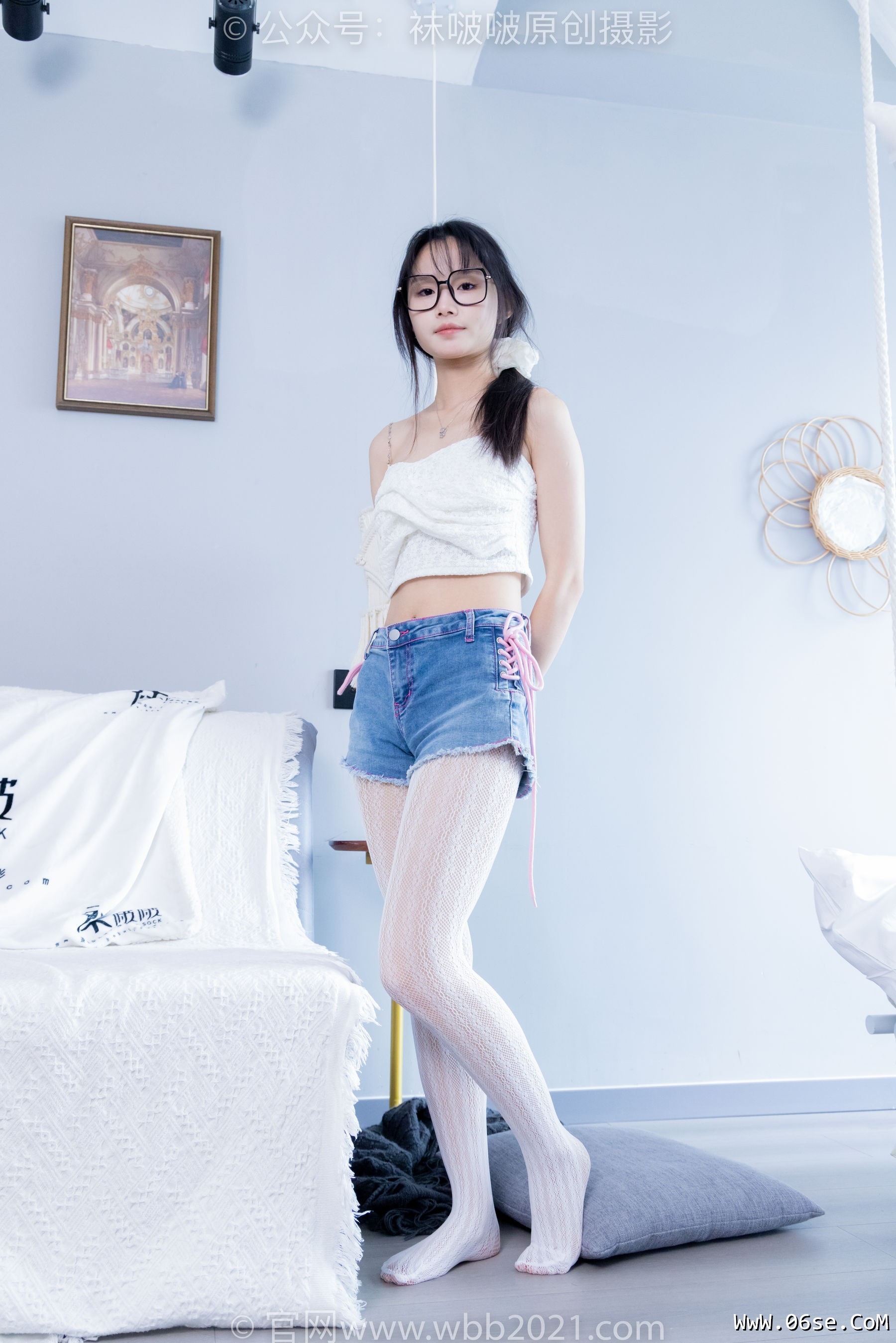 图片[124]-BoBoSocks袜啵啵 No.372 甜甜圈 -板鞋、白色蕾丝袜、可拆卸牛仔裤、裤里丝[140P]-六色网