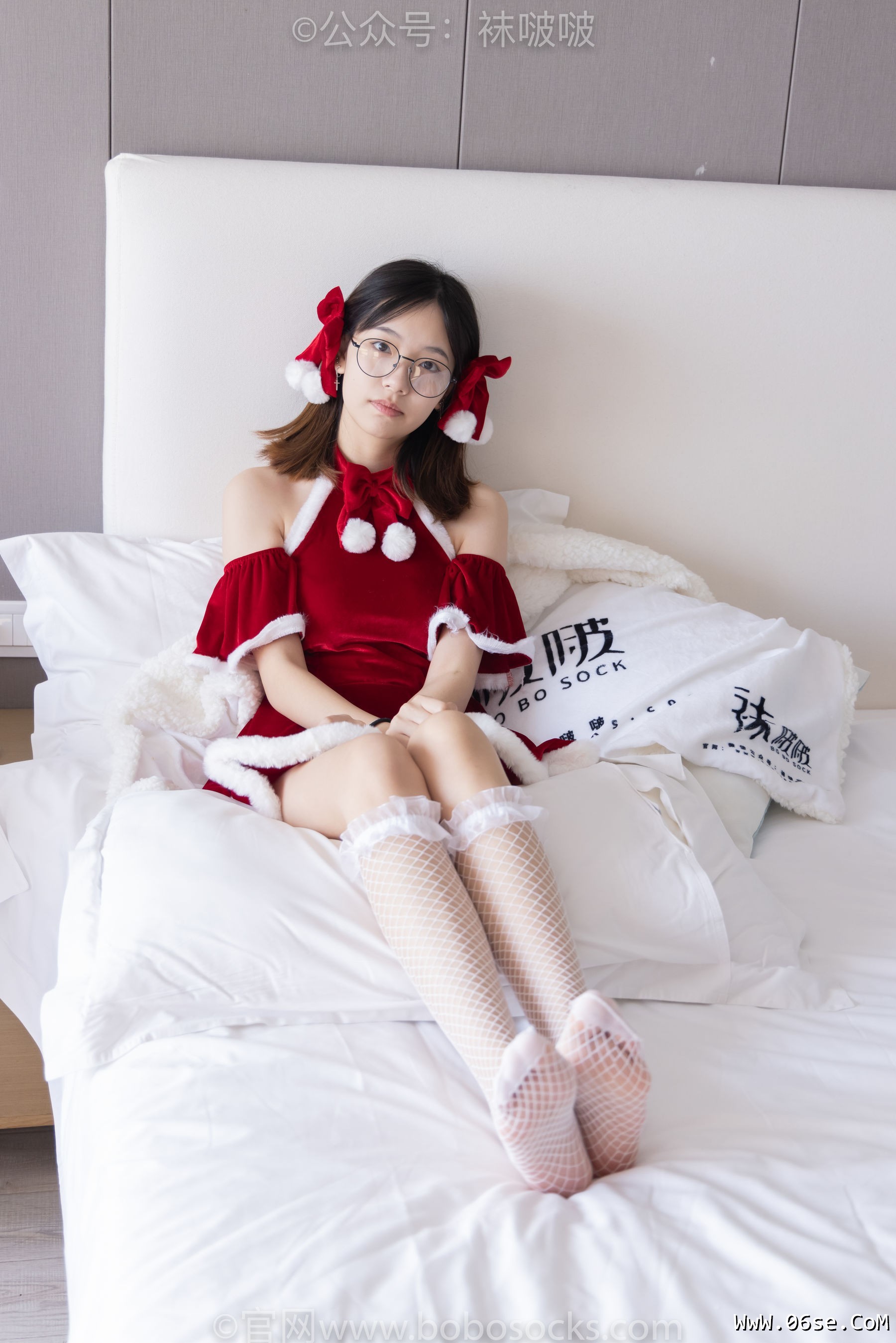 图片[52]-BoBoSocks袜啵啵 No.043 小甜豆-圣诞服、平底鞋、高跟鞋、白色渔网袜[164P]-六色网