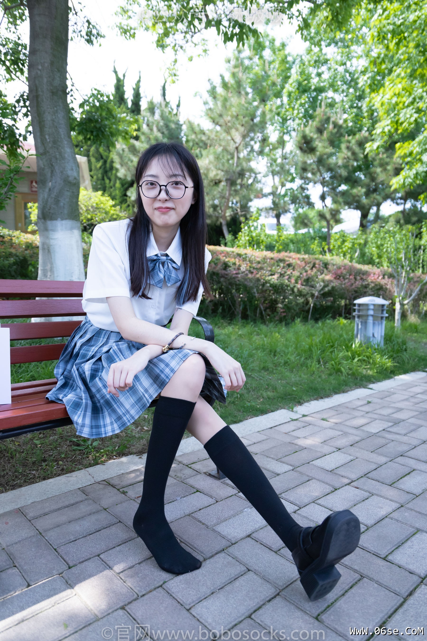 图片[57]-BoBoSocks袜啵啵 No.007 稚予-JK制服、皮鞋、黑色中筒棉袜、肉丝[143P]-六色网