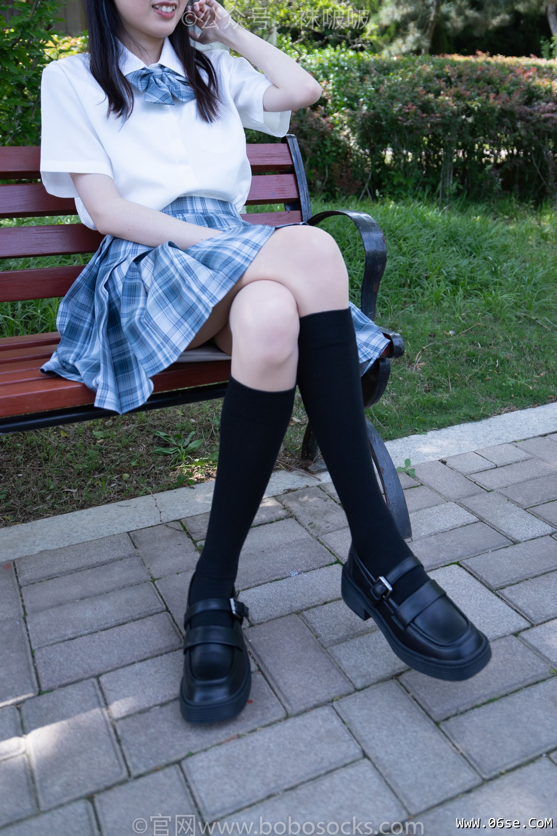 图片[36]-BoBoSocks袜啵啵 No.007 稚予-JK制服、皮鞋、黑色中筒棉袜、肉丝[143P]-六色网