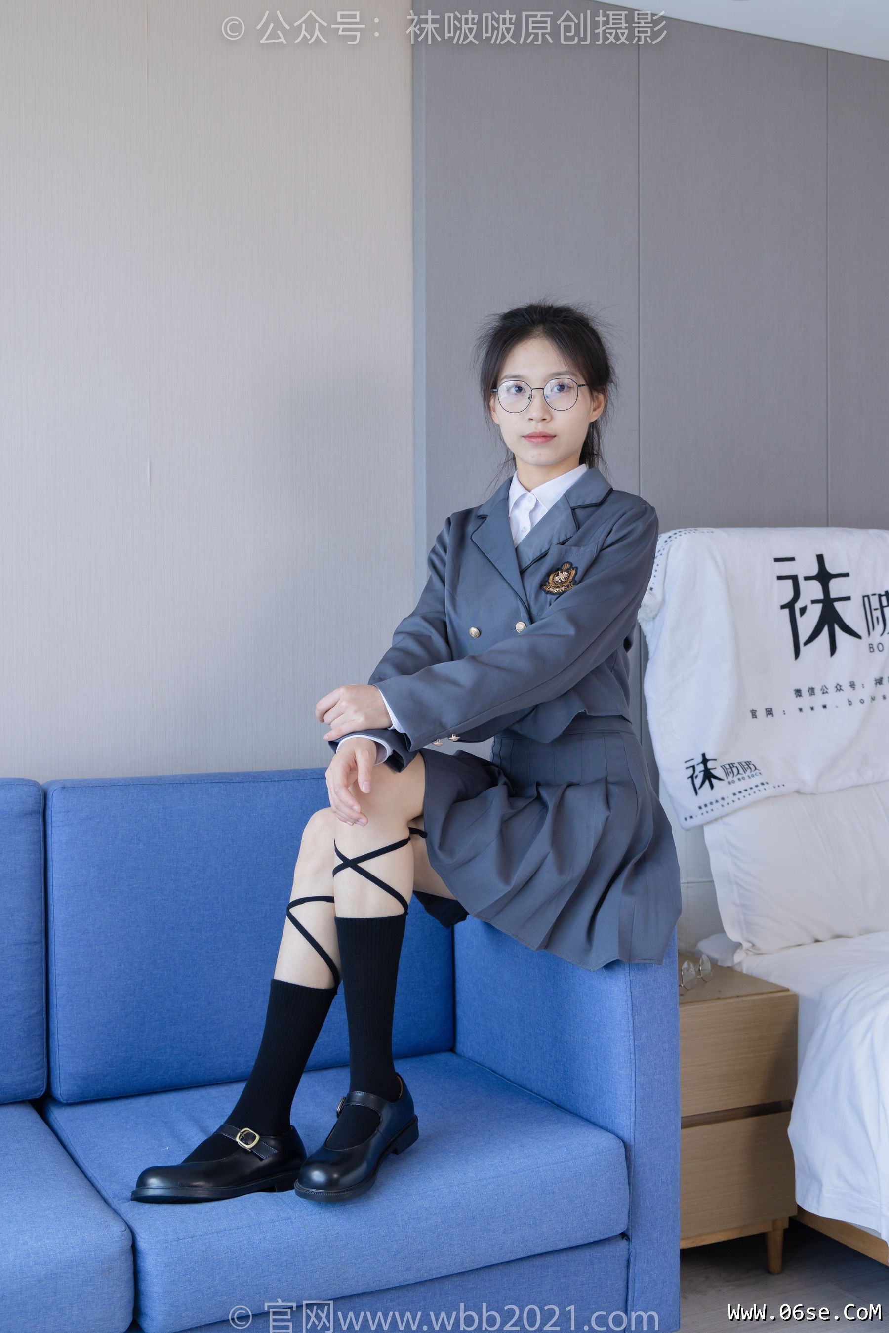 图片[56]-BoBoSocks袜啵啵 No.268 芝士 -黑皮鞋、绑带黑棉袜、学院制服[139P]-六色网
