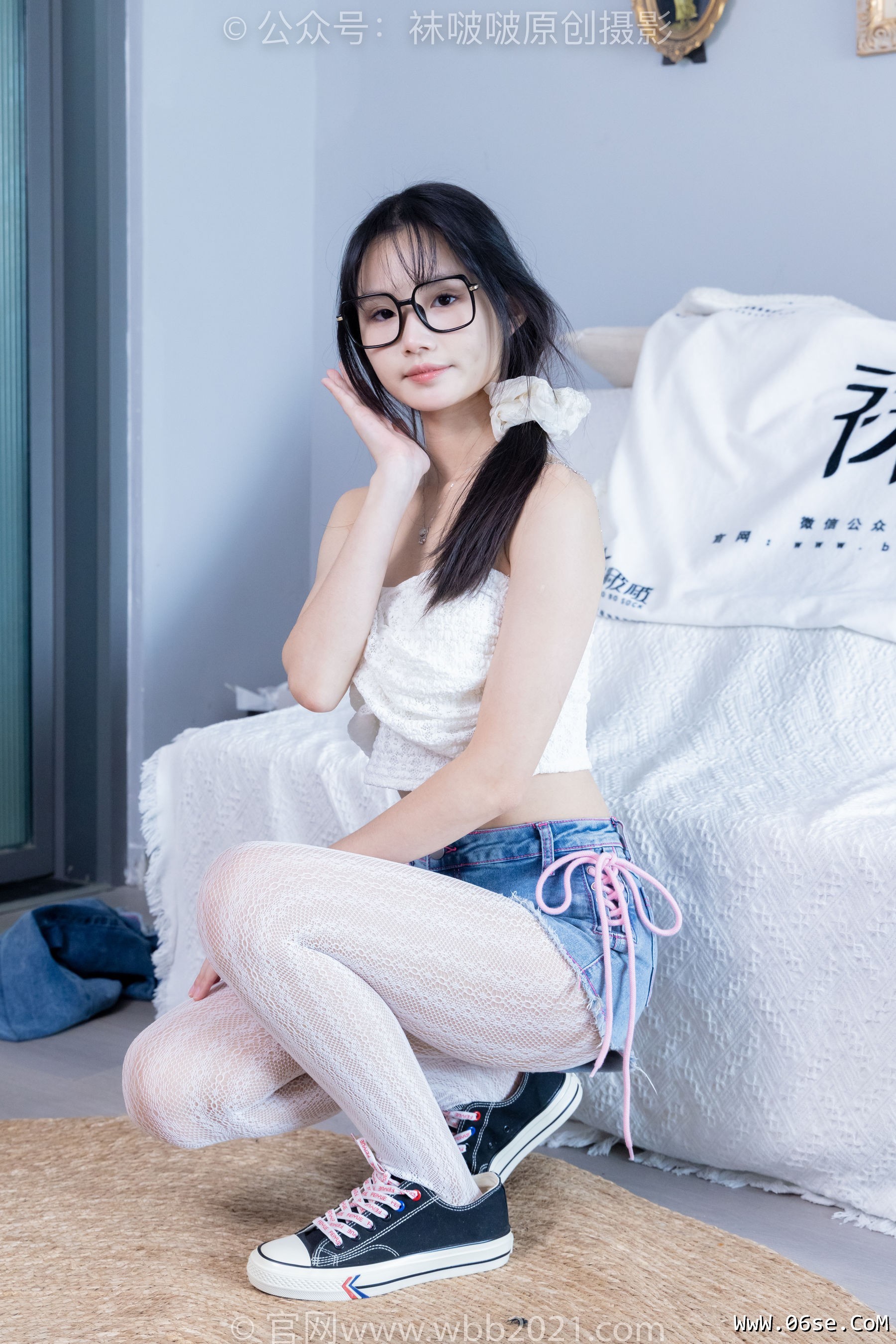 图片[34]-BoBoSocks袜啵啵 No.372 甜甜圈 -板鞋、白色蕾丝袜、可拆卸牛仔裤、裤里丝[140P]-六色网