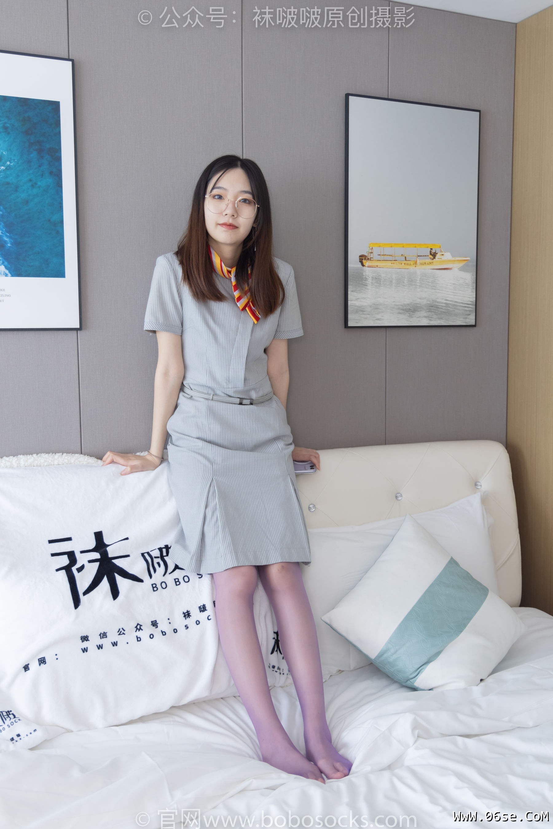 图片[6]-BoBoSocks袜啵啵 No.205 小甜 豆-白色高跟鞋、紫色油亮丝袜[140P]-六色网