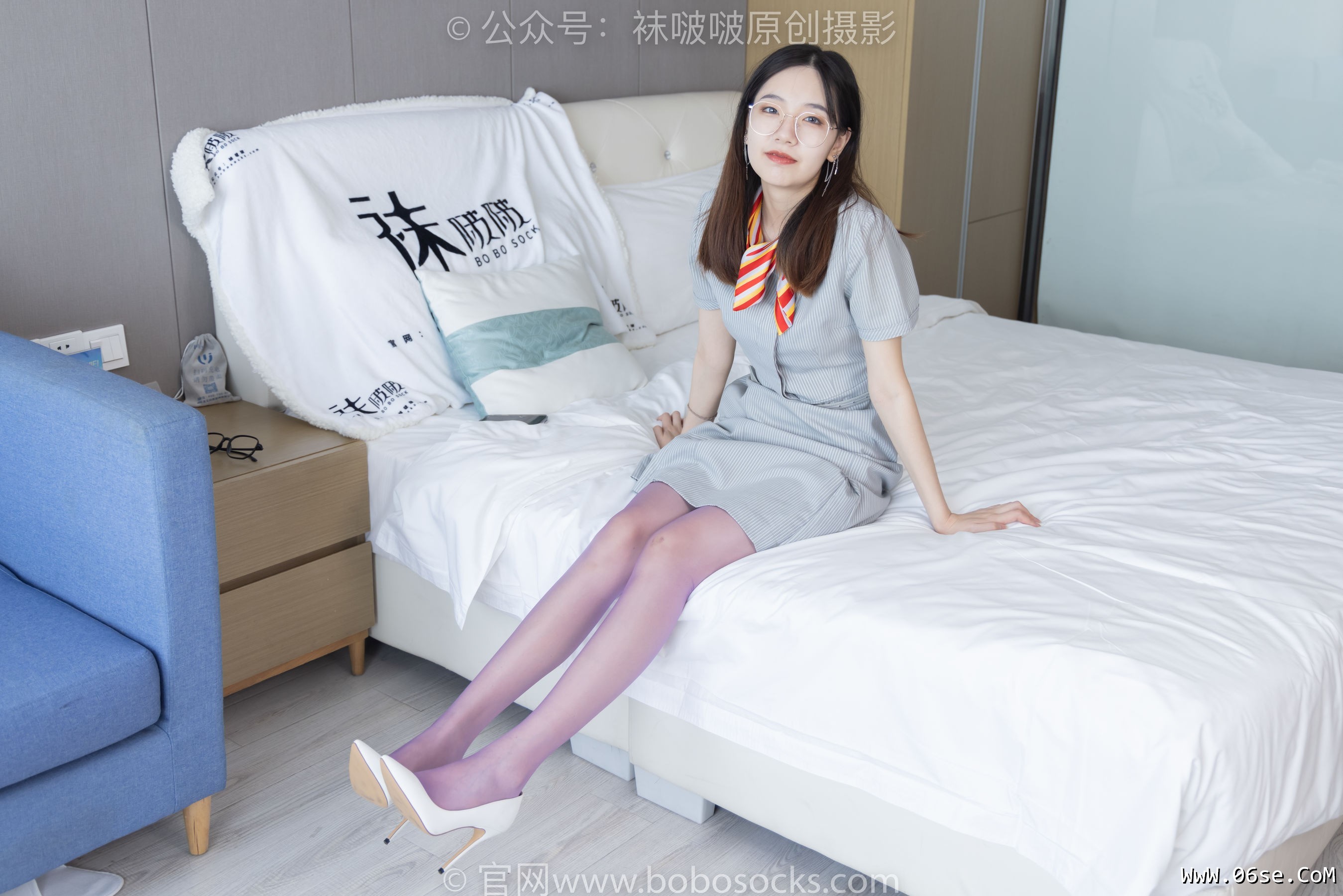 图片[53]-BoBoSocks袜啵啵 No.205 小甜 豆-白色高跟鞋、紫色油亮丝袜[140P]-六色网