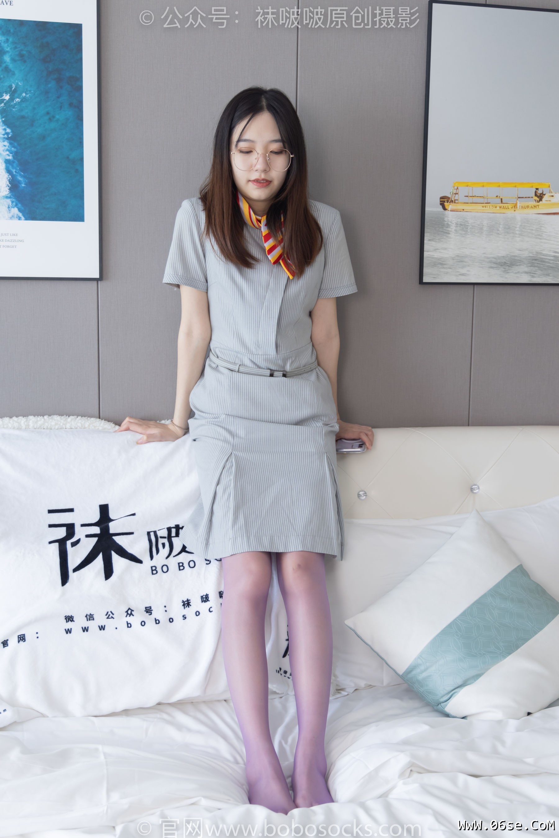 图片[7]-BoBoSocks袜啵啵 No.205 小甜 豆-白色高跟鞋、紫色油亮丝袜[140P]-六色网