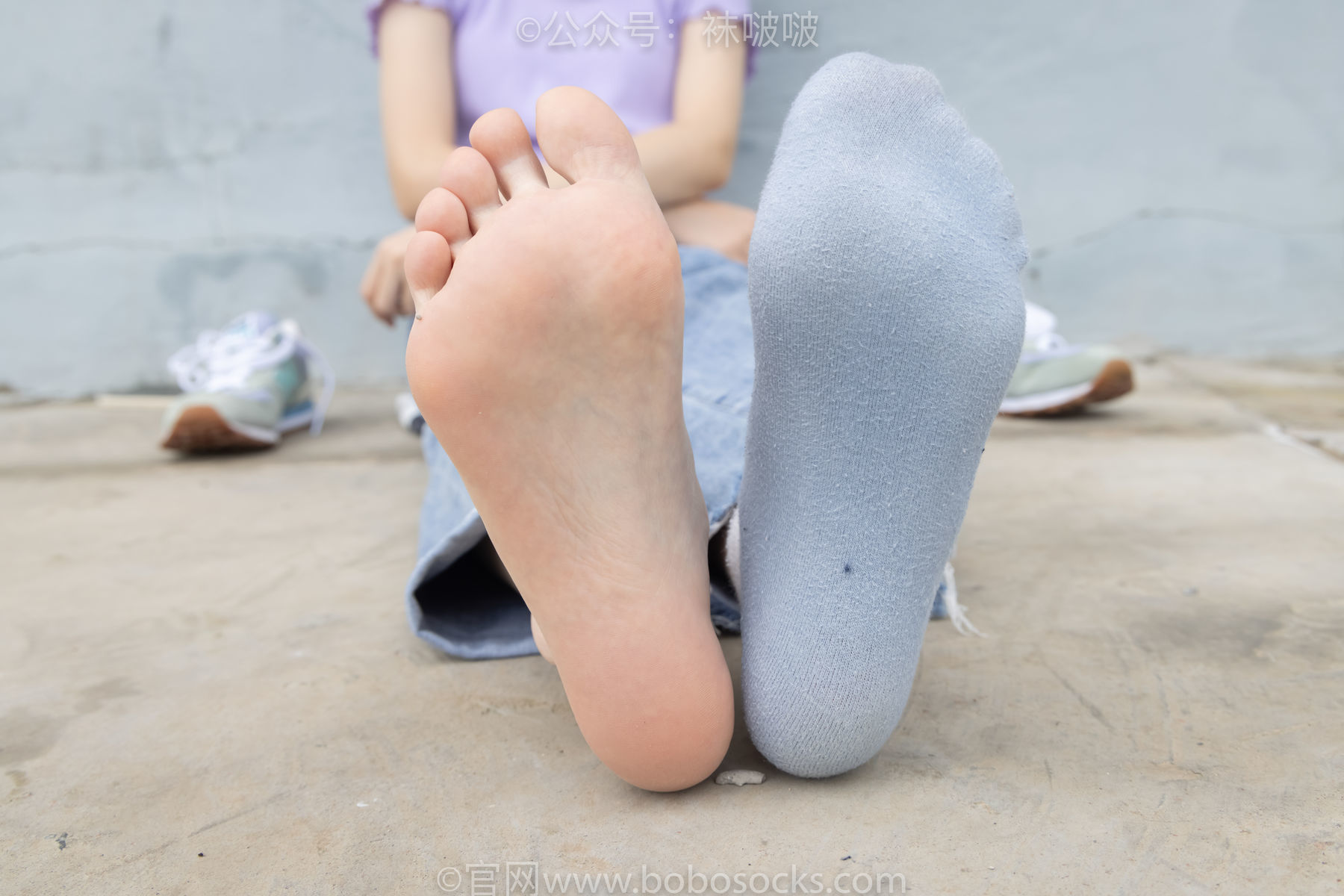 图片[103]-BoBoSocks袜啵啵 No.020 熊熊-NB运动鞋、蓝色短棉袜、裸足[150P]-六色网