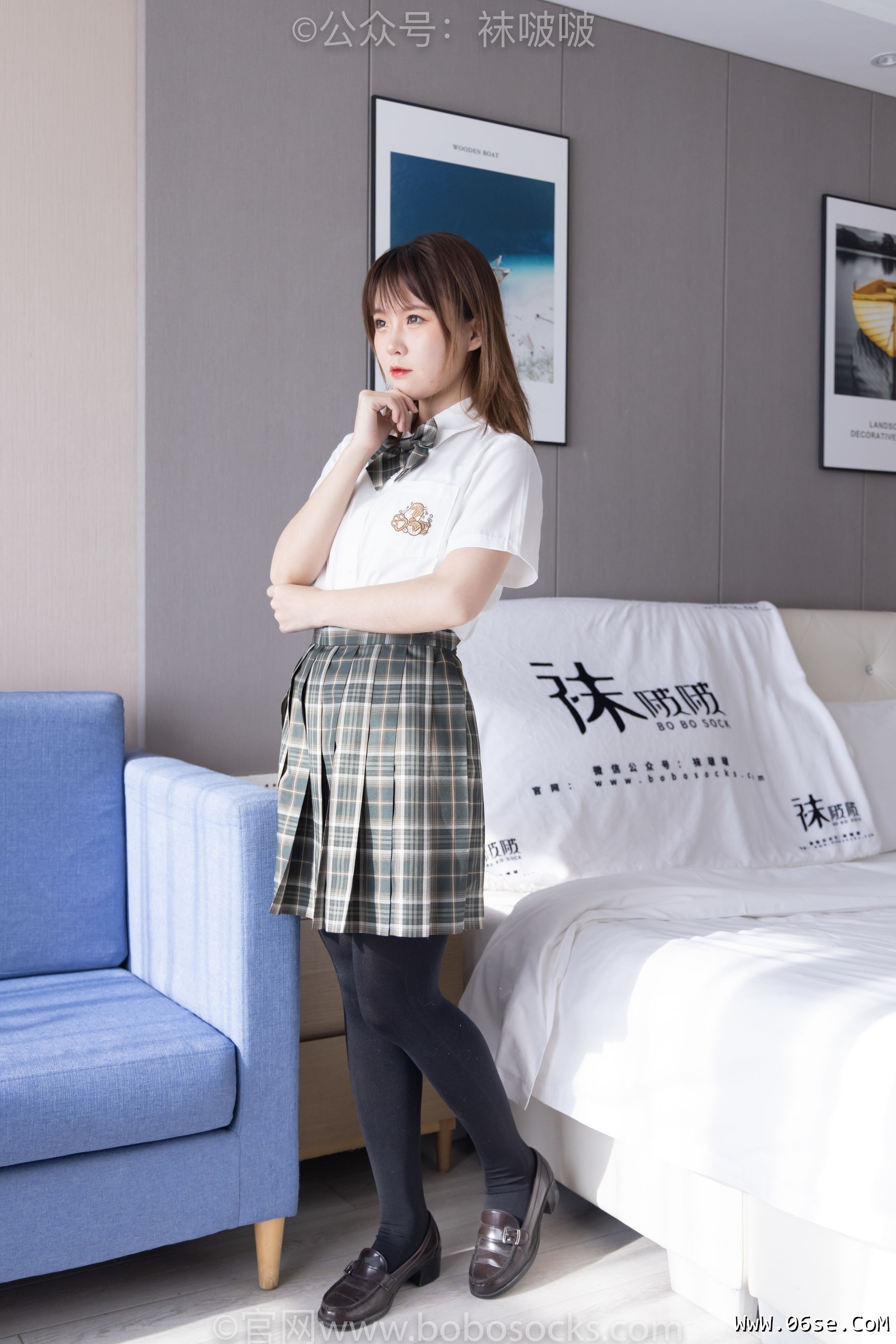 图片[3]-BoBoSocks袜啵啵 No.056 朵朵-JK制服、皮鞋、厚黑丝[135P]-六色网