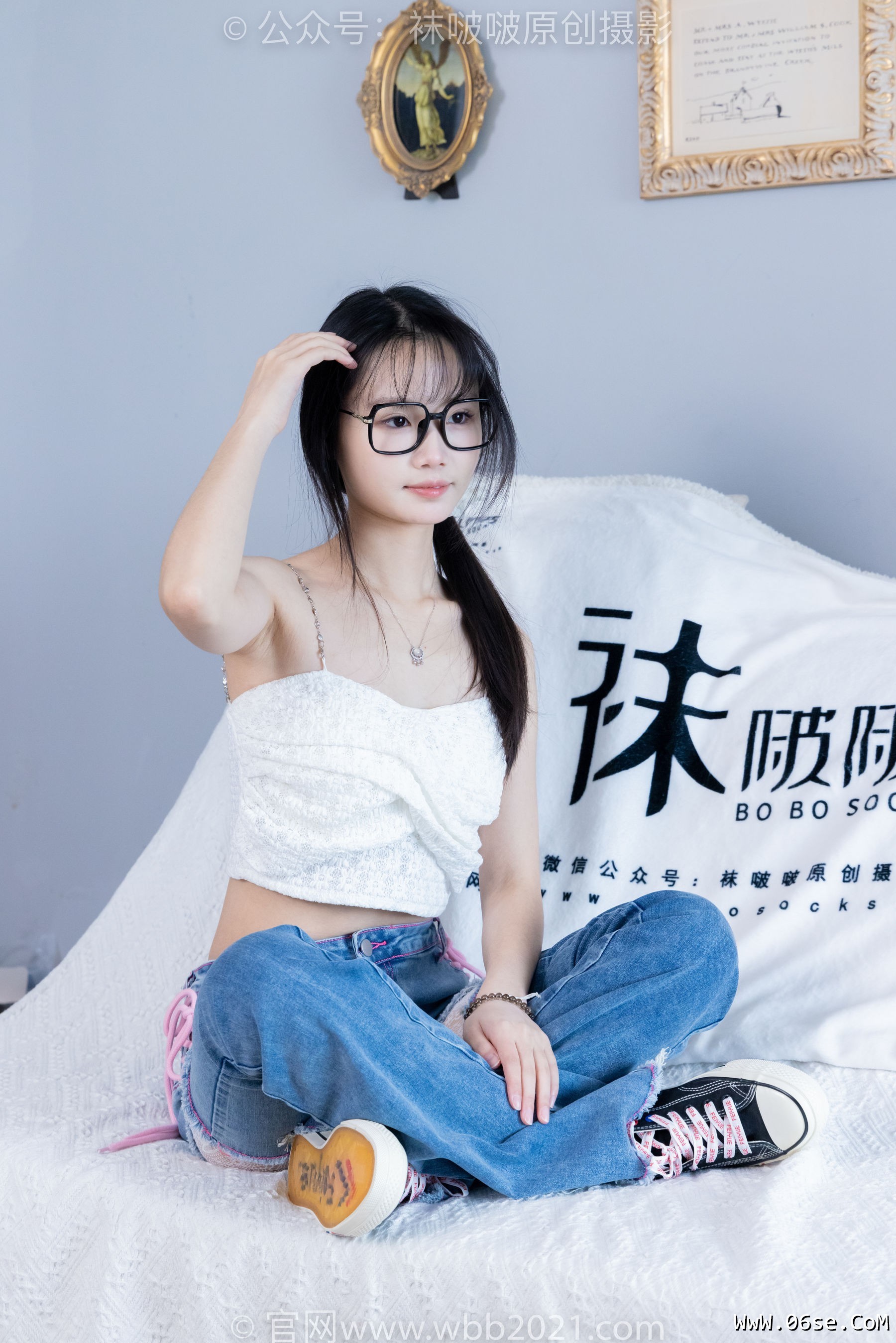 图片[59]-BoBoSocks袜啵啵 No.372 甜甜圈 -板鞋、白色蕾丝袜、可拆卸牛仔裤、裤里丝[140P]-六色网