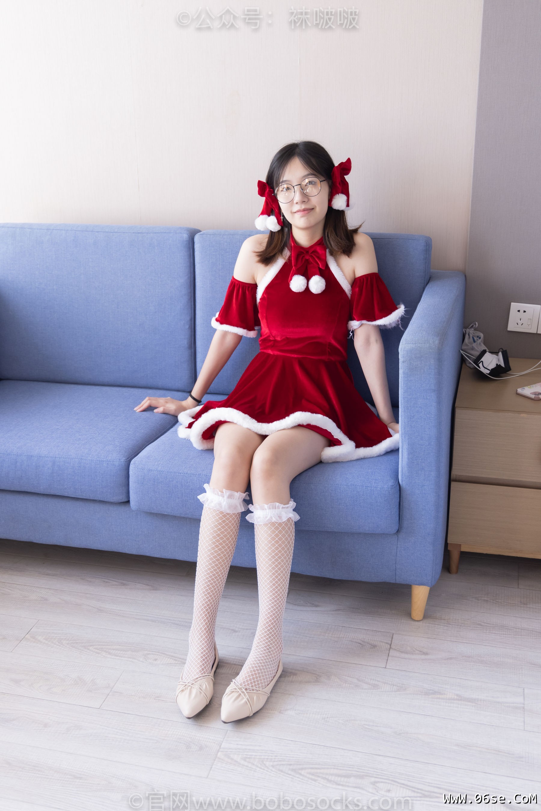 图片[7]-BoBoSocks袜啵啵 No.043 小甜豆-圣诞服、平底鞋、高跟鞋、白色渔网袜[164P]-六色网