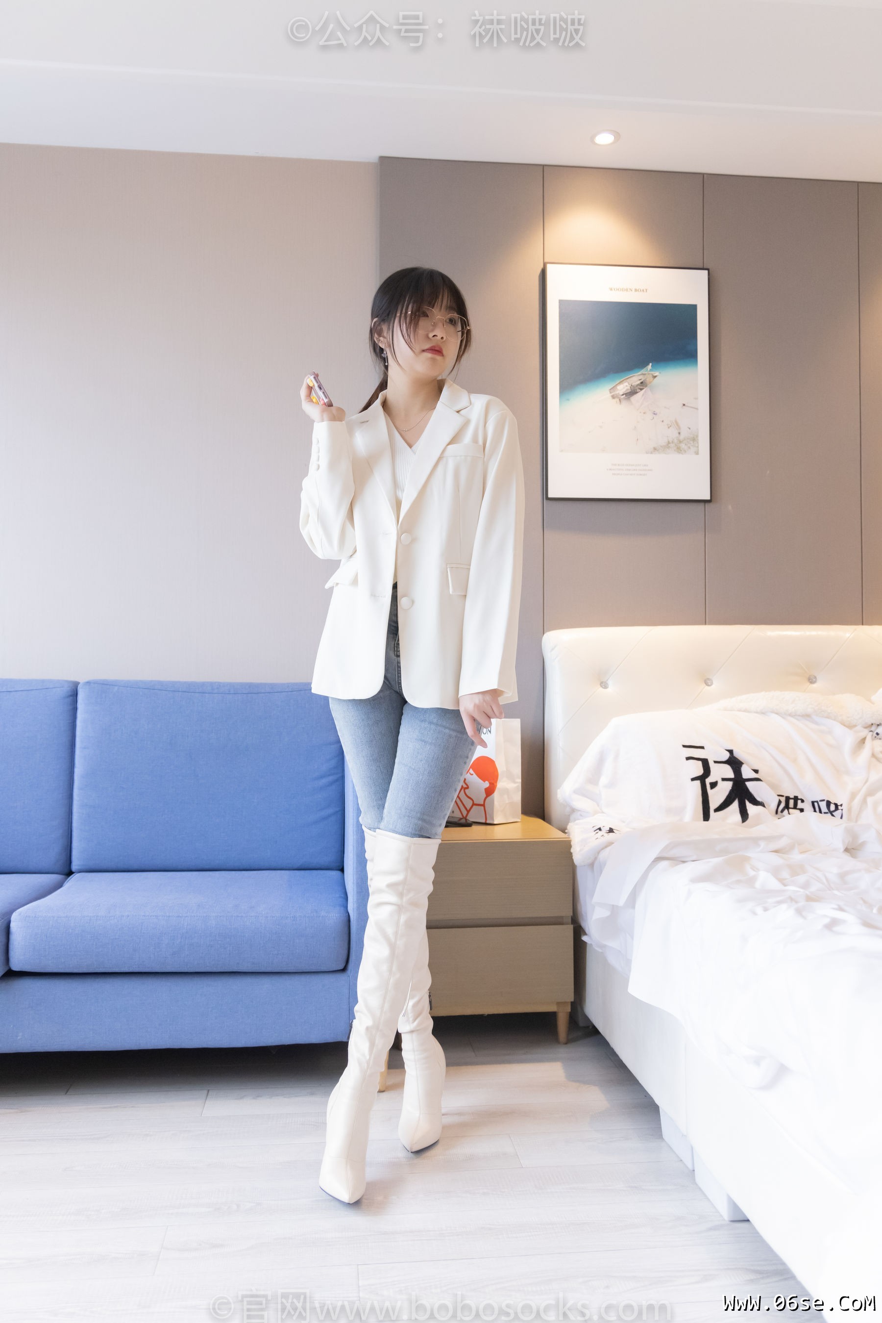 图片[2]-BoBoSocks袜啵啵 No.050 小甜豆-高跟长靴、白棉袜[175P]-六色网